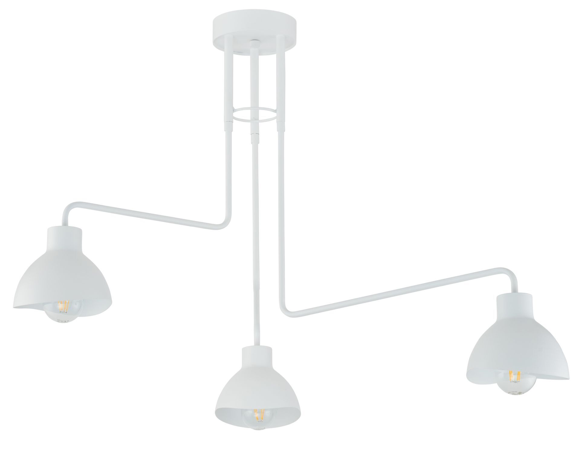 Grand plafonnier blanc métal 3 flammes E27 L:93 cm