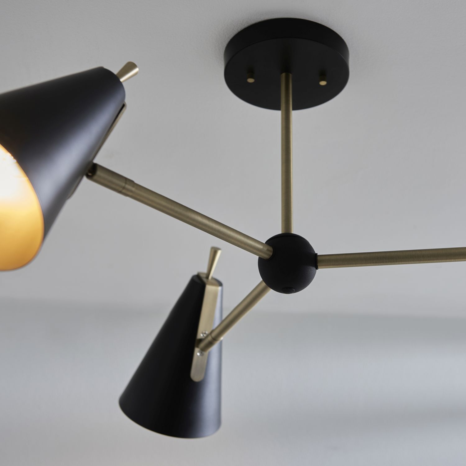 Lampe de plafonnier en métal L : 83 cm en laiton noir 3 flammes E14
