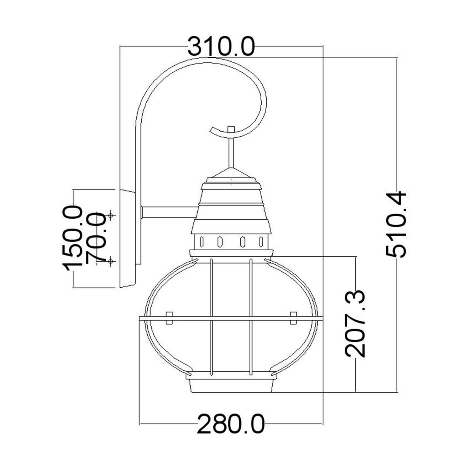 Applique murale extérieure Abat-jour sphérique Aluminium Verre Hauteur 51 cm IP44