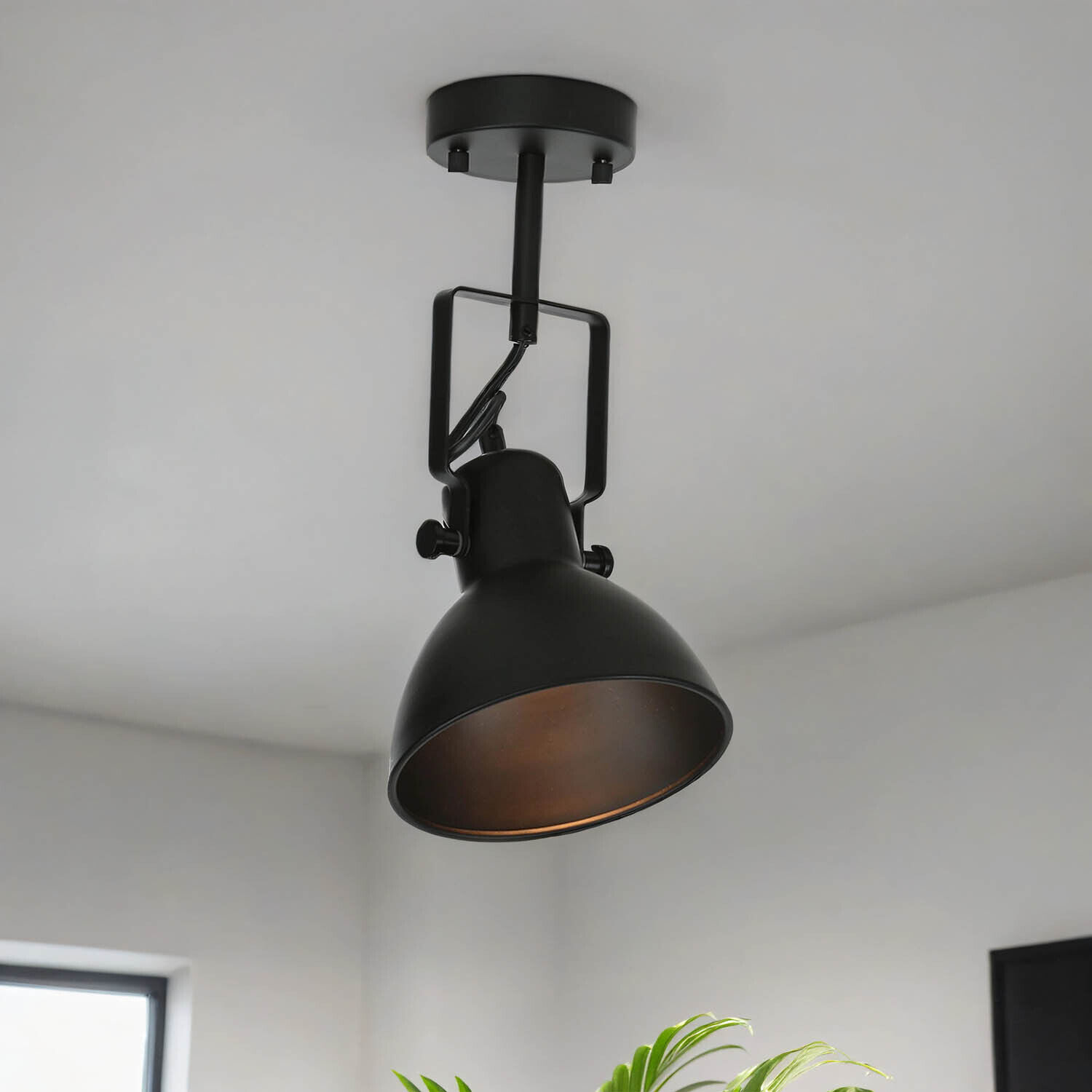 Spot lampe noir métal rond rétro DALLAS