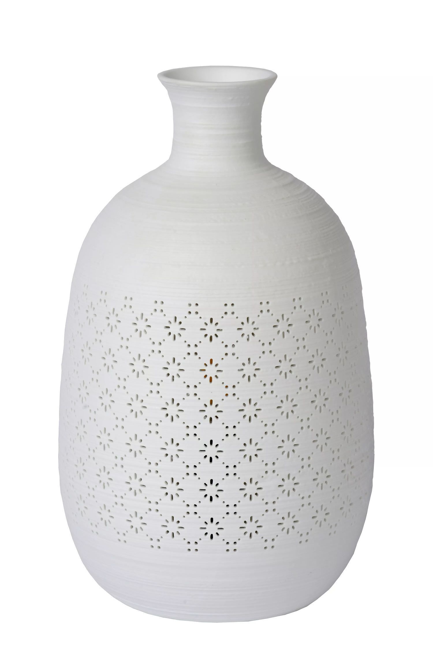 Tischleuchte Porzellan Weiß Ø15,4 cm rund E14 26,3 cm Krug, Töpferei, Vase, Kunst, Porzellan