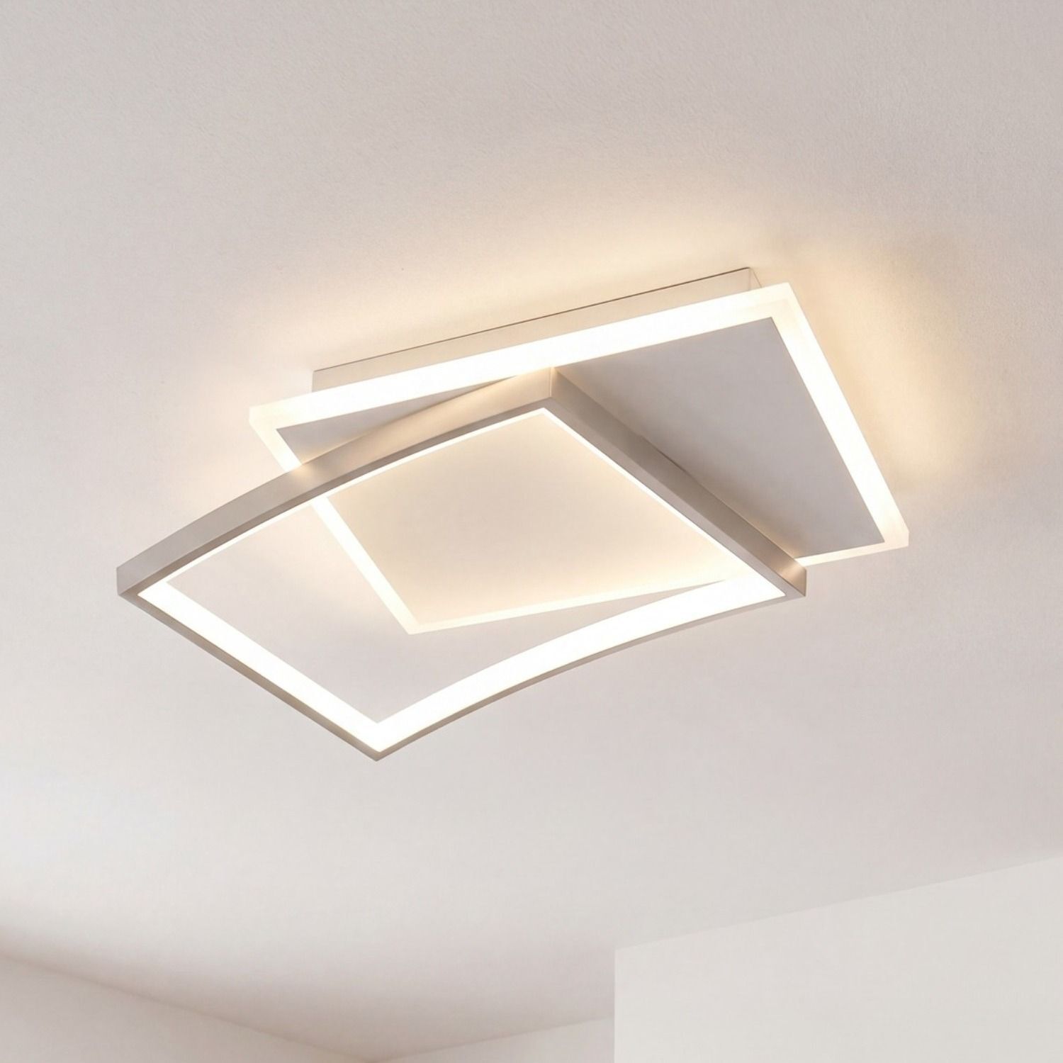 Plafonnier LED Blanc Argent 40 W 4800 lm L:42 cm Deckenleuchte, LED-Leuchte, Moderne Leuchte, weiß, Geometrisch