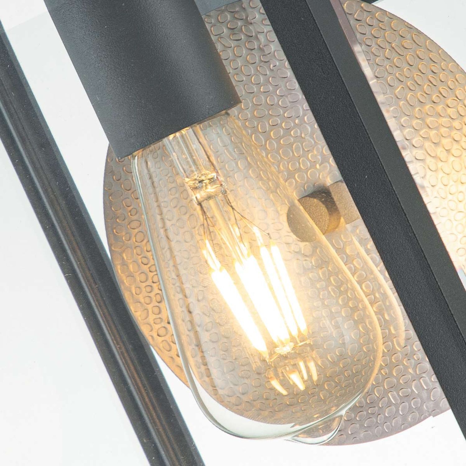 Wandlampe, Edison-Lampe, Glasglühbirne, Metallrahmen, Kugel-Lampe