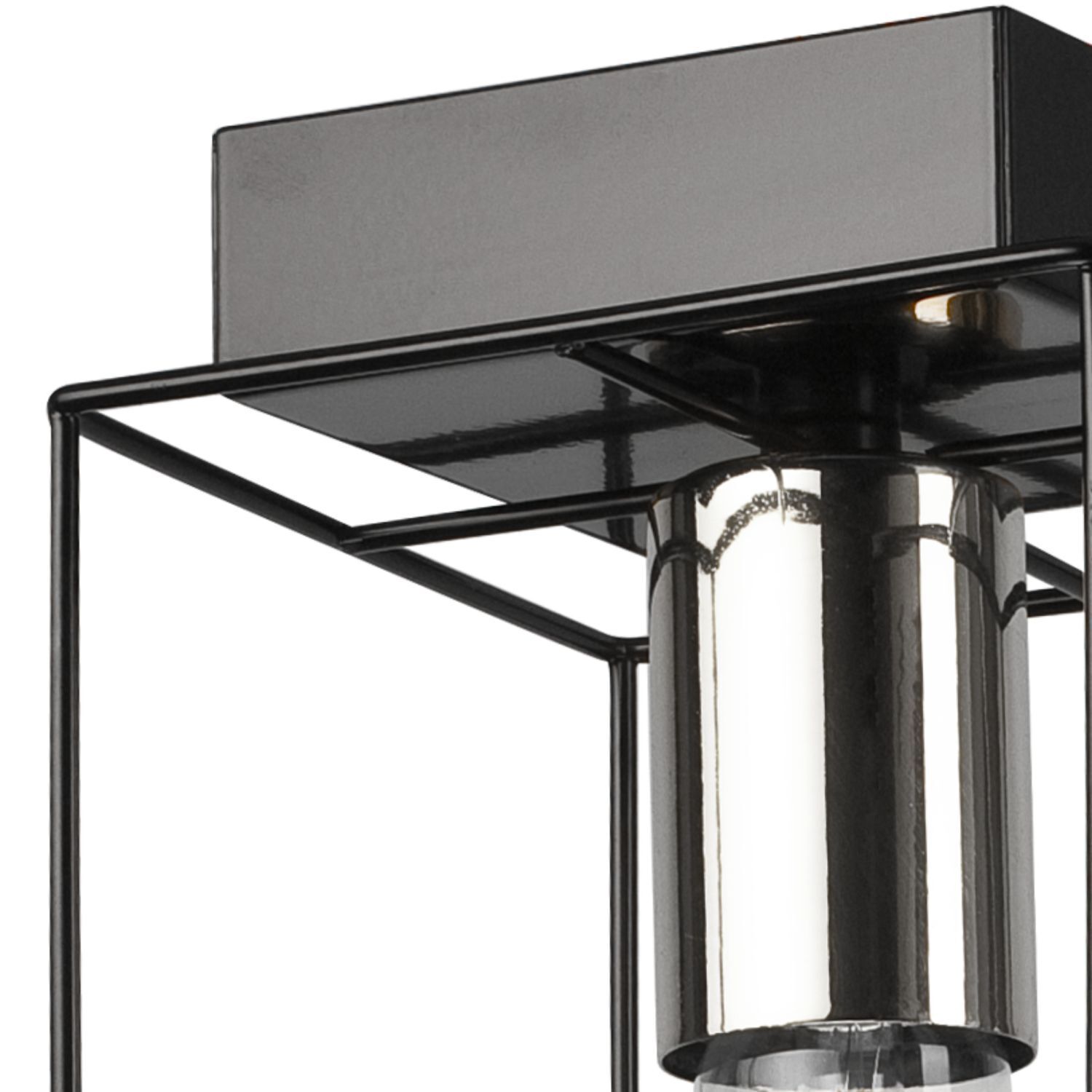 Plafonnier métal carré noir chrome L : 13 cm pour E27