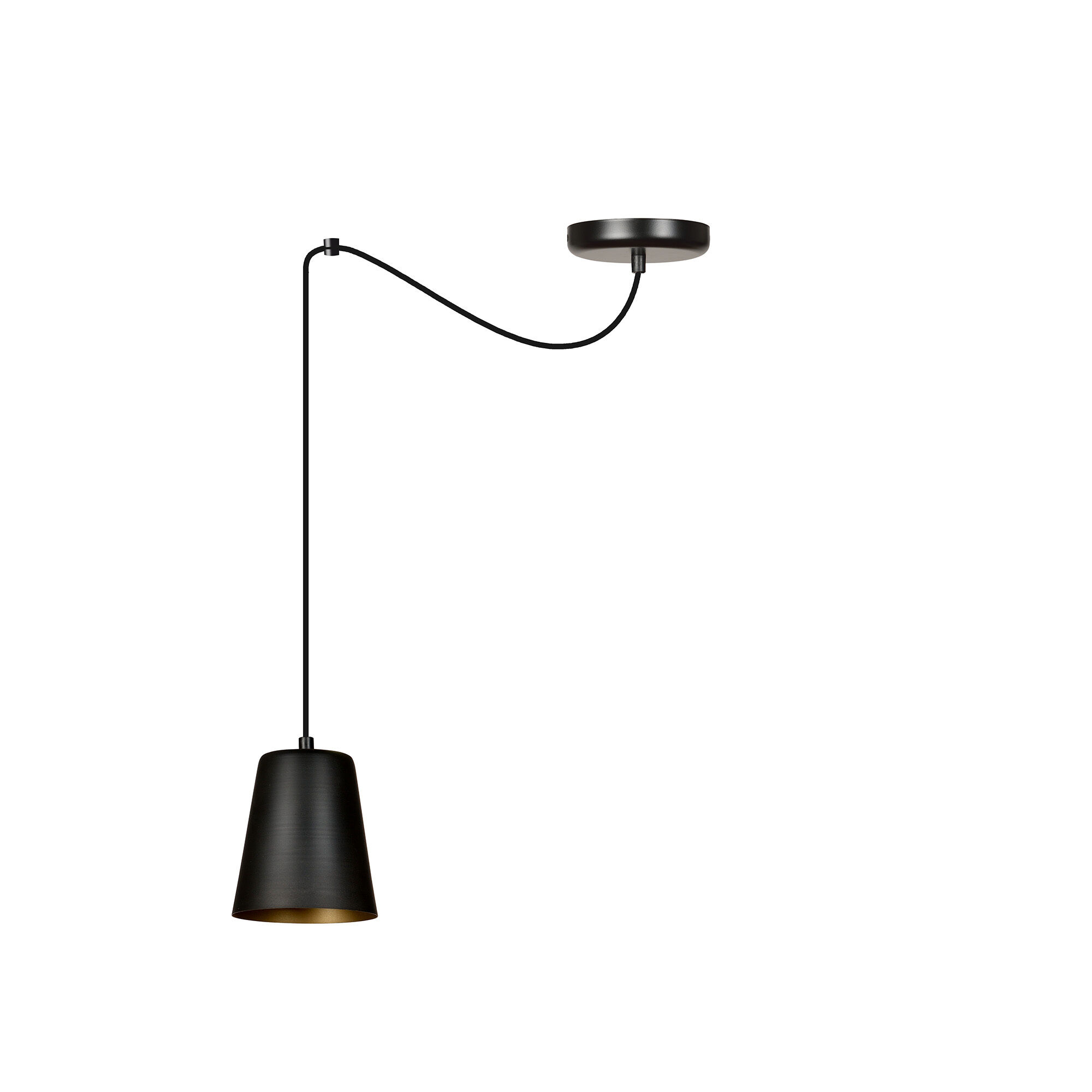 Lampe à suspendre avec abat-jour Noir Métal Intérieur Or E27