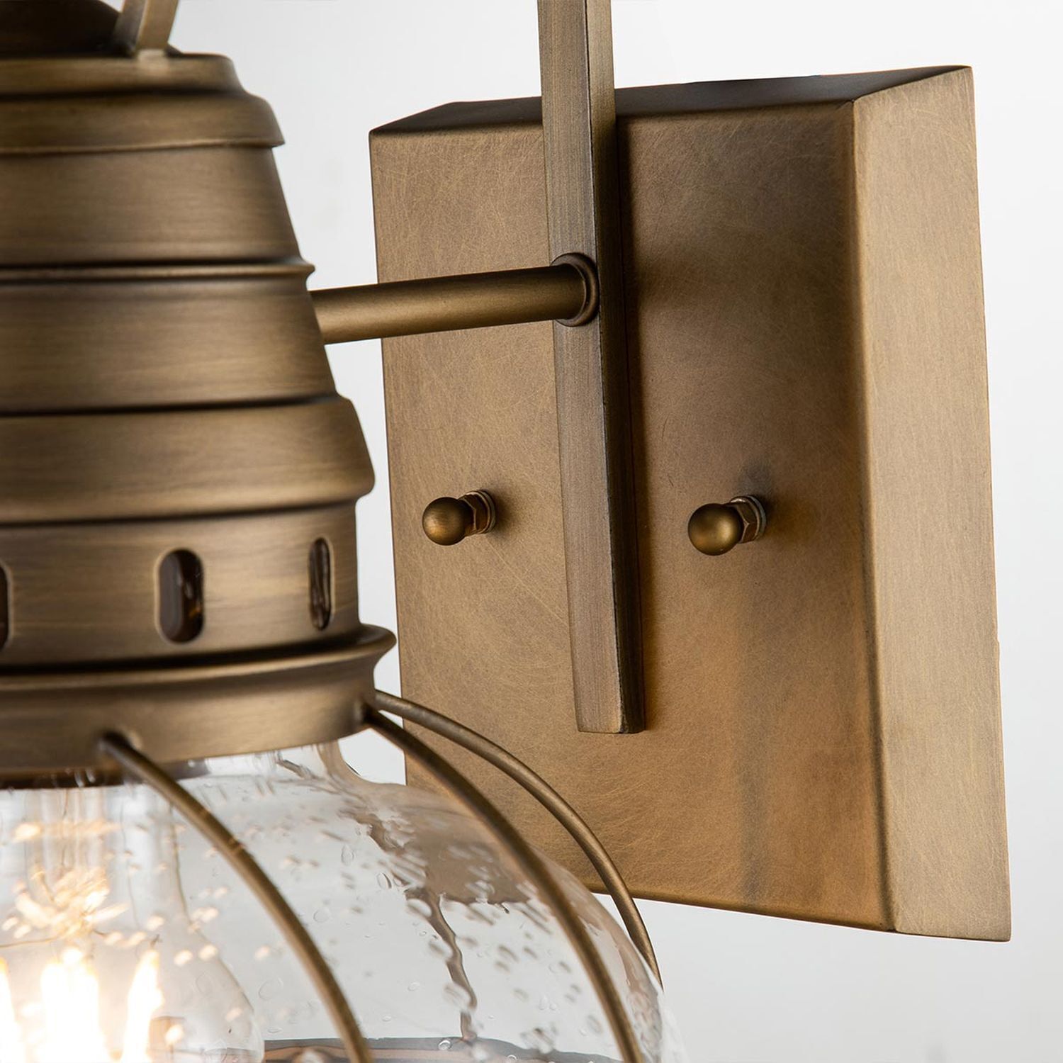 Wandleuchte außen Aluminium Glas H: 40,5 cm IP44 LOUIS Hängeleuchte, Bronze, Metall, Glaskörper, Wandlampe