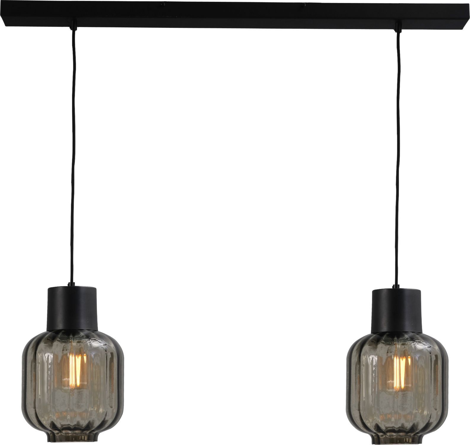 Lampe à suspendre noire 2 flammes verre métal réglable