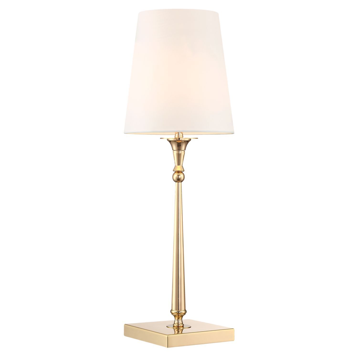 Tischleuchte Stoff Metall 58 cm hoch in Gold Weiß E27
