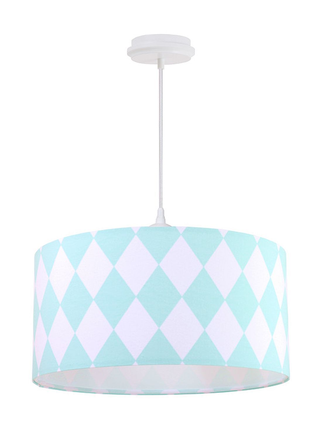 Lampe à suspendre Table de salle à manger Blanc Bleu Tissu rond Rétro