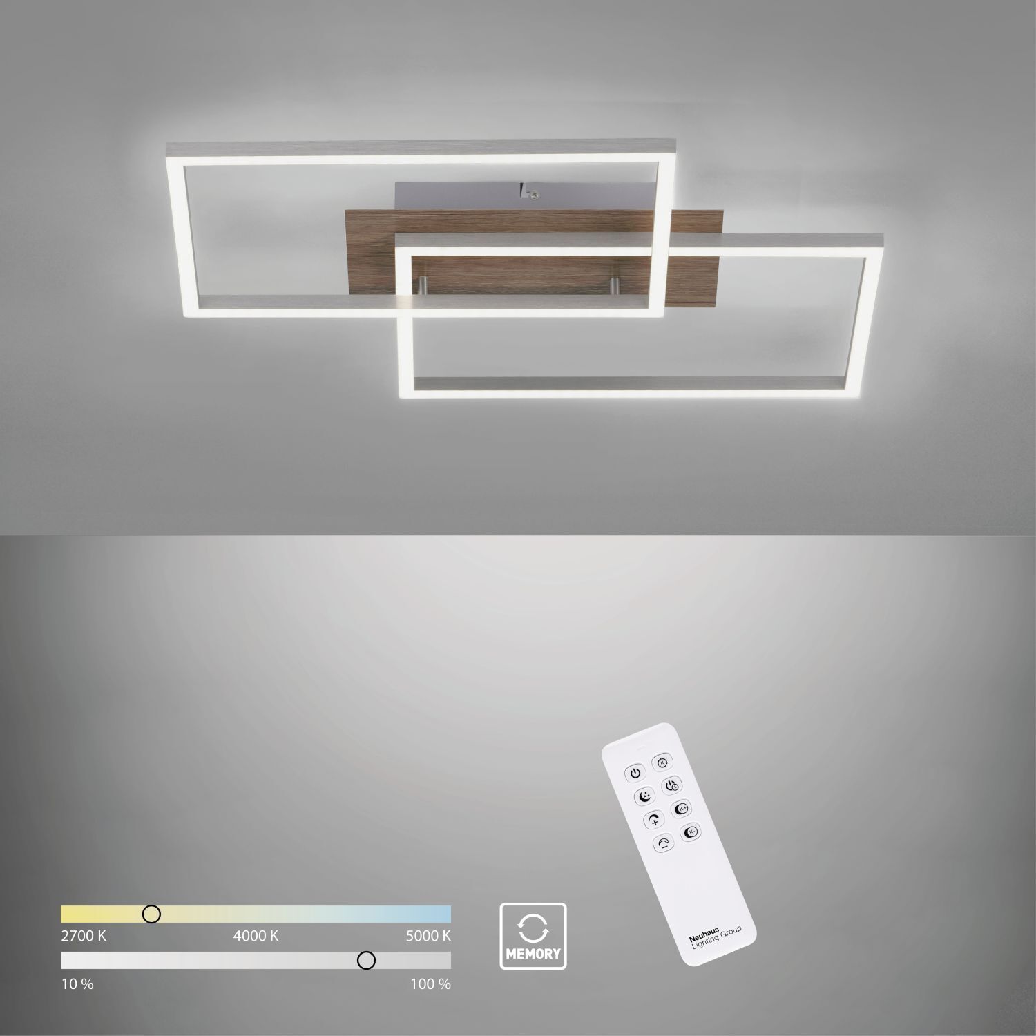 Lampe de plafonnier LED Naturel L:50,4 cm 2700-5000 K dimmable