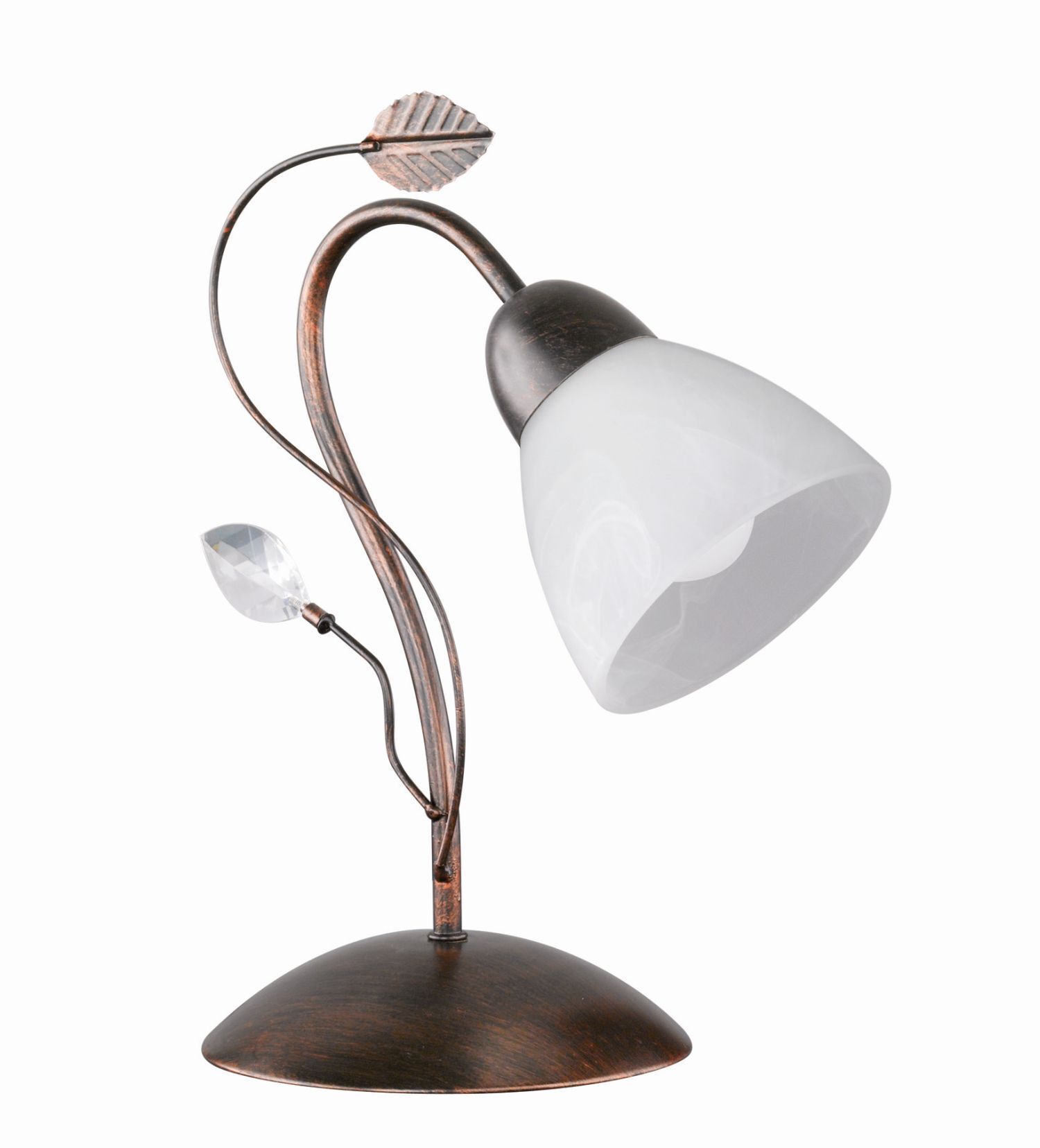Lampe de table florale métal verre E14 32 cm rouille antique Lampe, Lampenschirm, Tischlampe