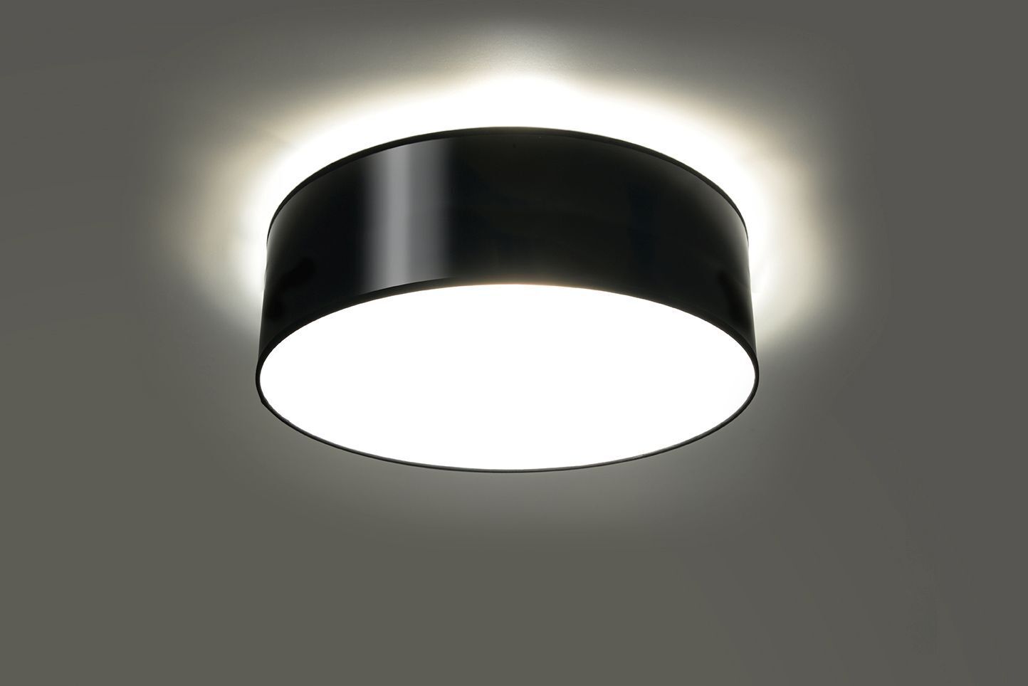 Plafonnier noir Ø 25 cm rond plat E27 ATISS