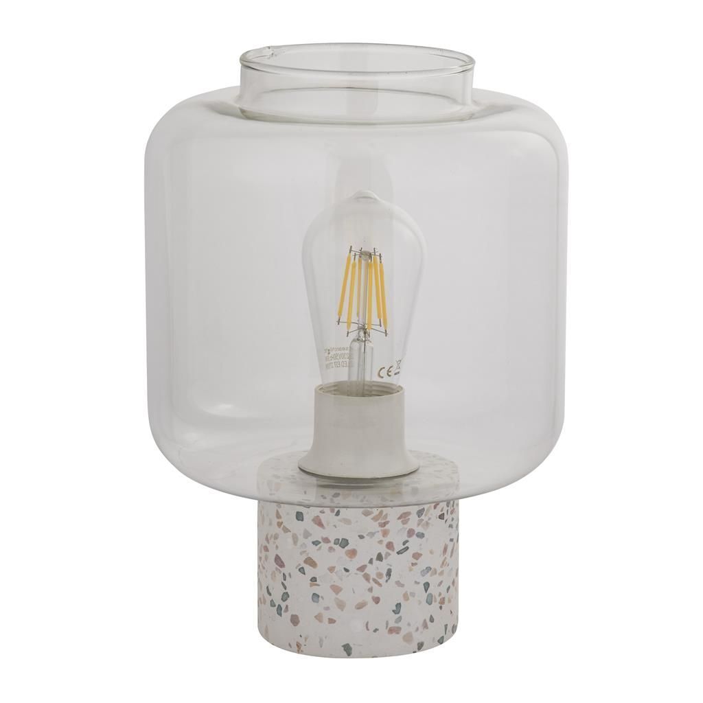 Lampe de table Blanc 28 cm petit verre Béton Terrazzo E27