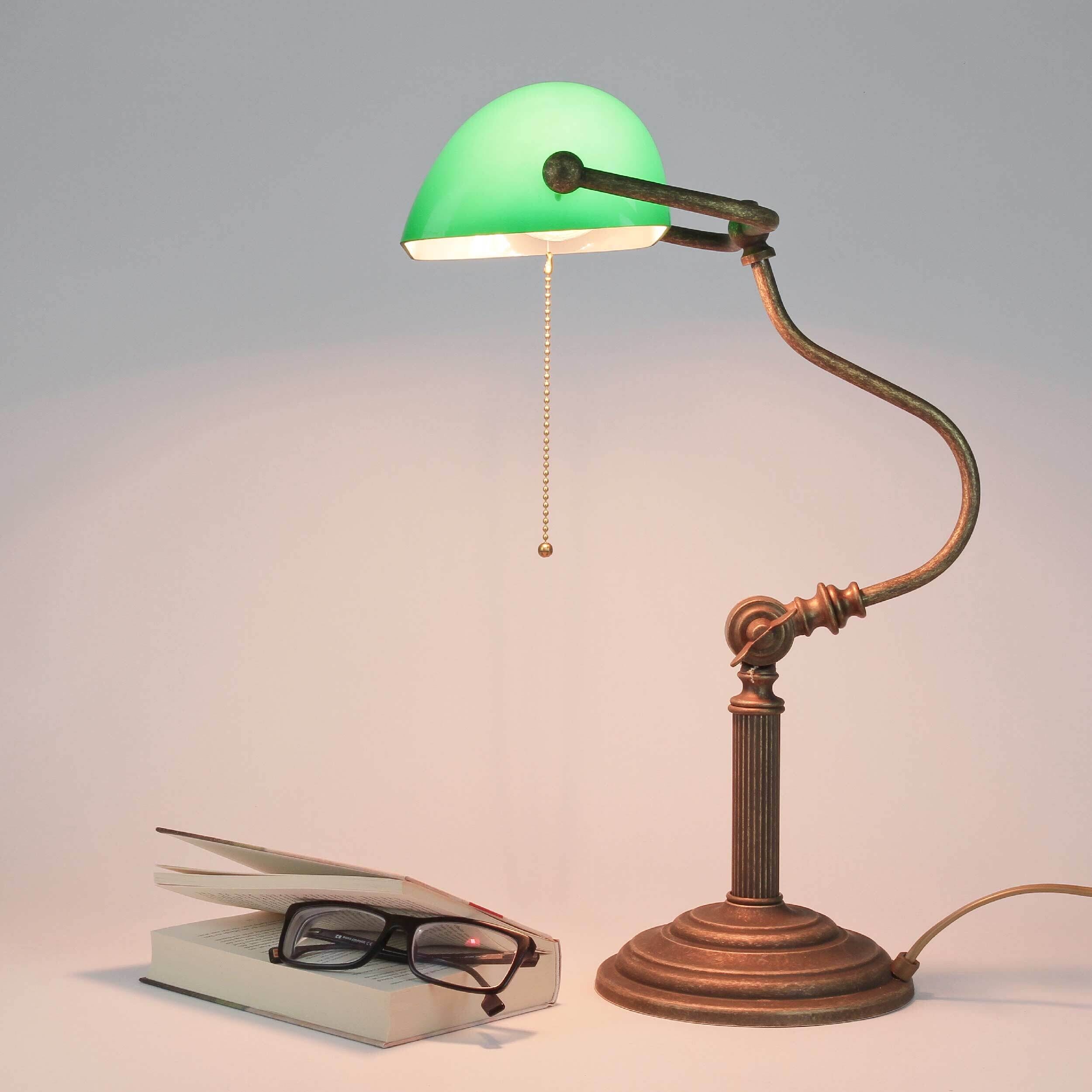 Premium Banker lampe de table en laiton bronze antique