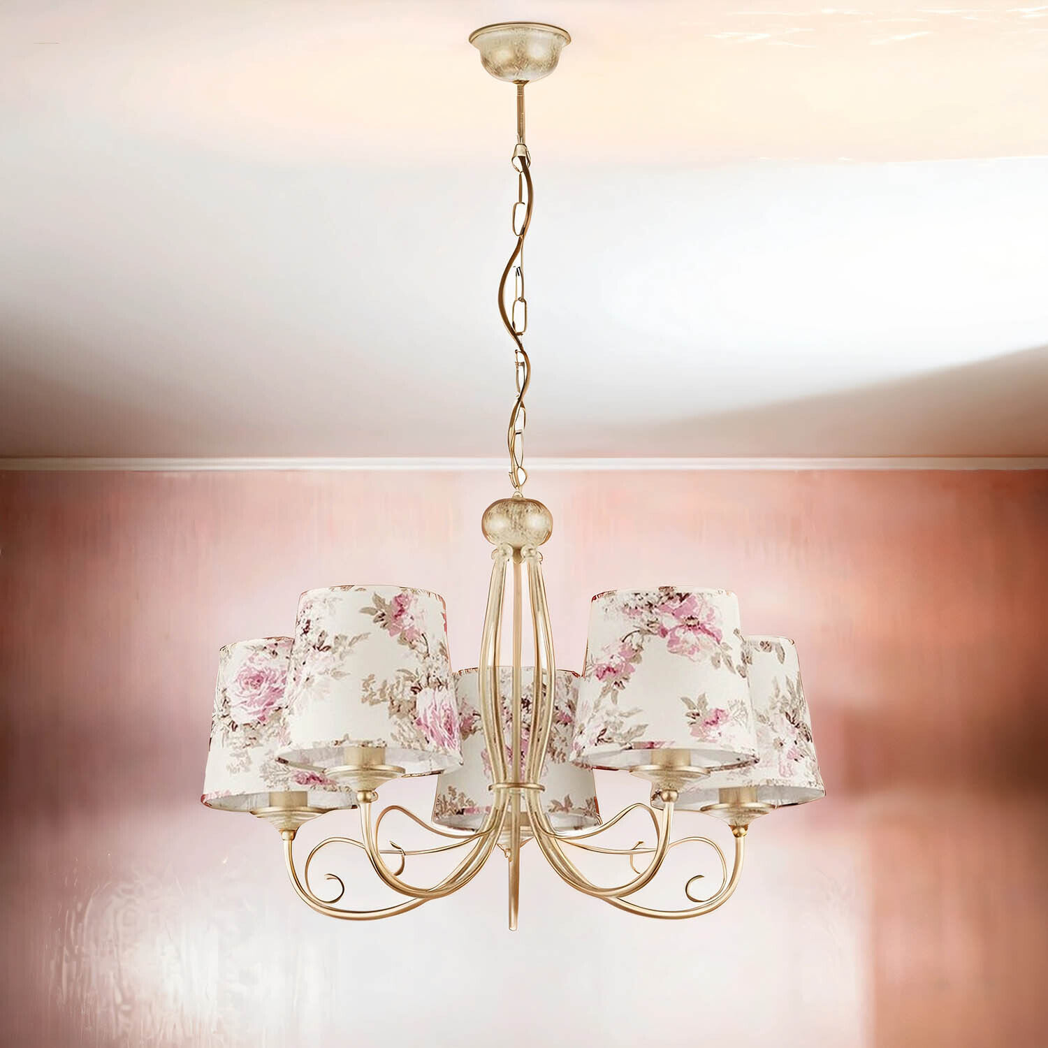 Lustre motif floral Ø70cm salle à manger 5xE27