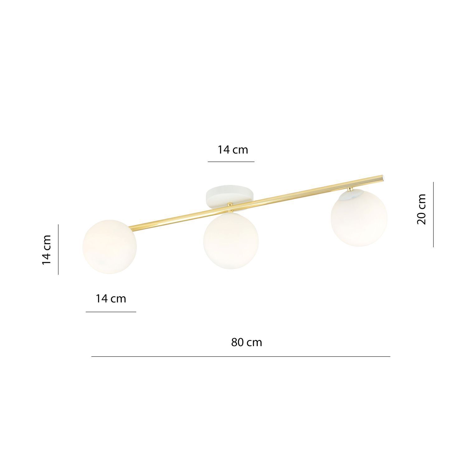 Plafonnier blanc or 80 cm 3 flammes LUISELLA