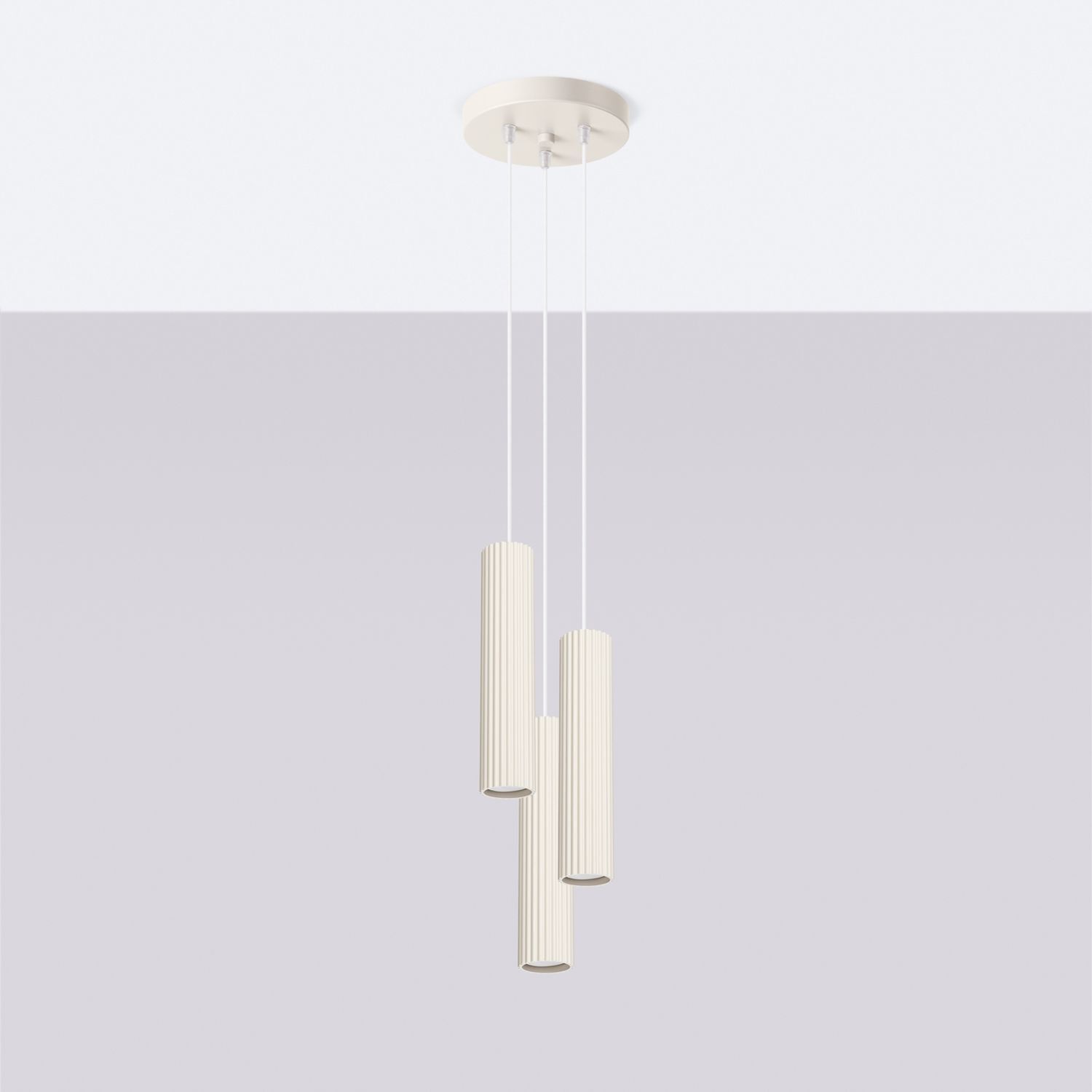 Lampe à suspendre moderne en crème à 3 flammes GU10 étroite Ø 19,5 cm Lampe à suspendre moderne en crème à 3 flammes GU10 étroite Ø 19,5 cm