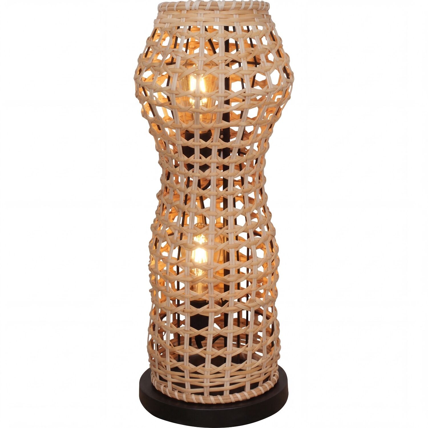 Stehlampe Rattan Natur niedrig 60 cm E27 Skandinavisch Lichtlampe, Schirm-Lampe, Rattan, geflochtene Lampe, Tisch- oder Bodenlampe