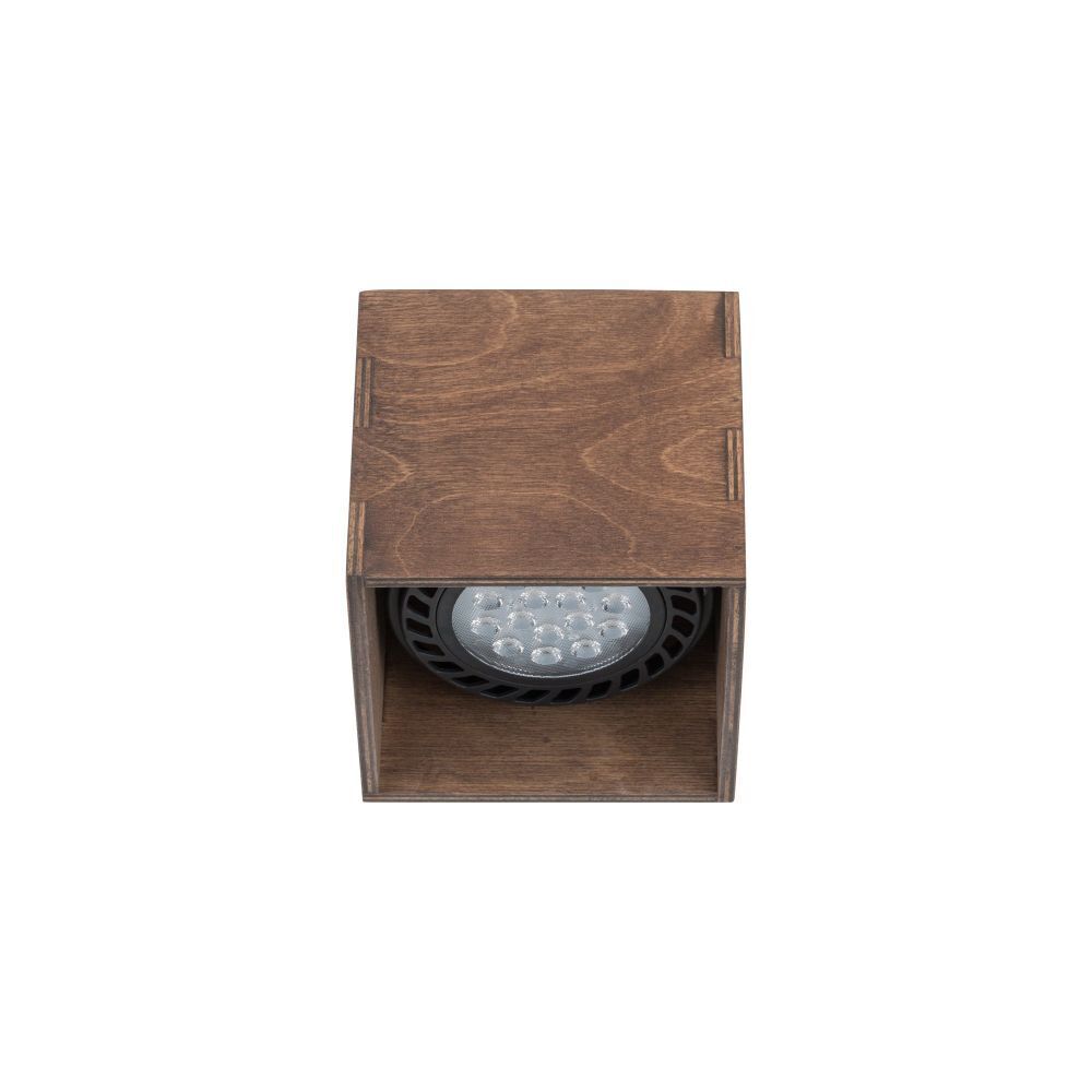 Spot de plafond carré en bois L:12,5cm petit compact