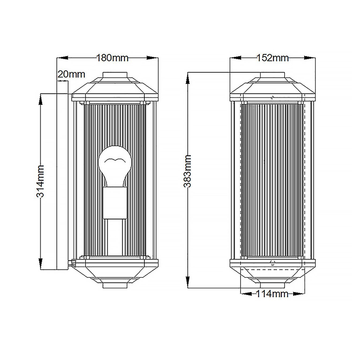 Applique extérieure verre aluminium E27 IP44 hauteur 38,3 cm