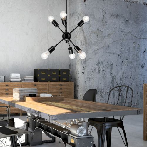 Lampe à suspendre de table noir métal 6-flmg
