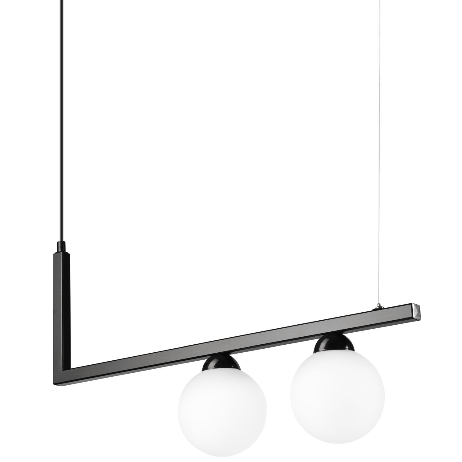 Suspension noir blanc allongé verre métal 2x G9
