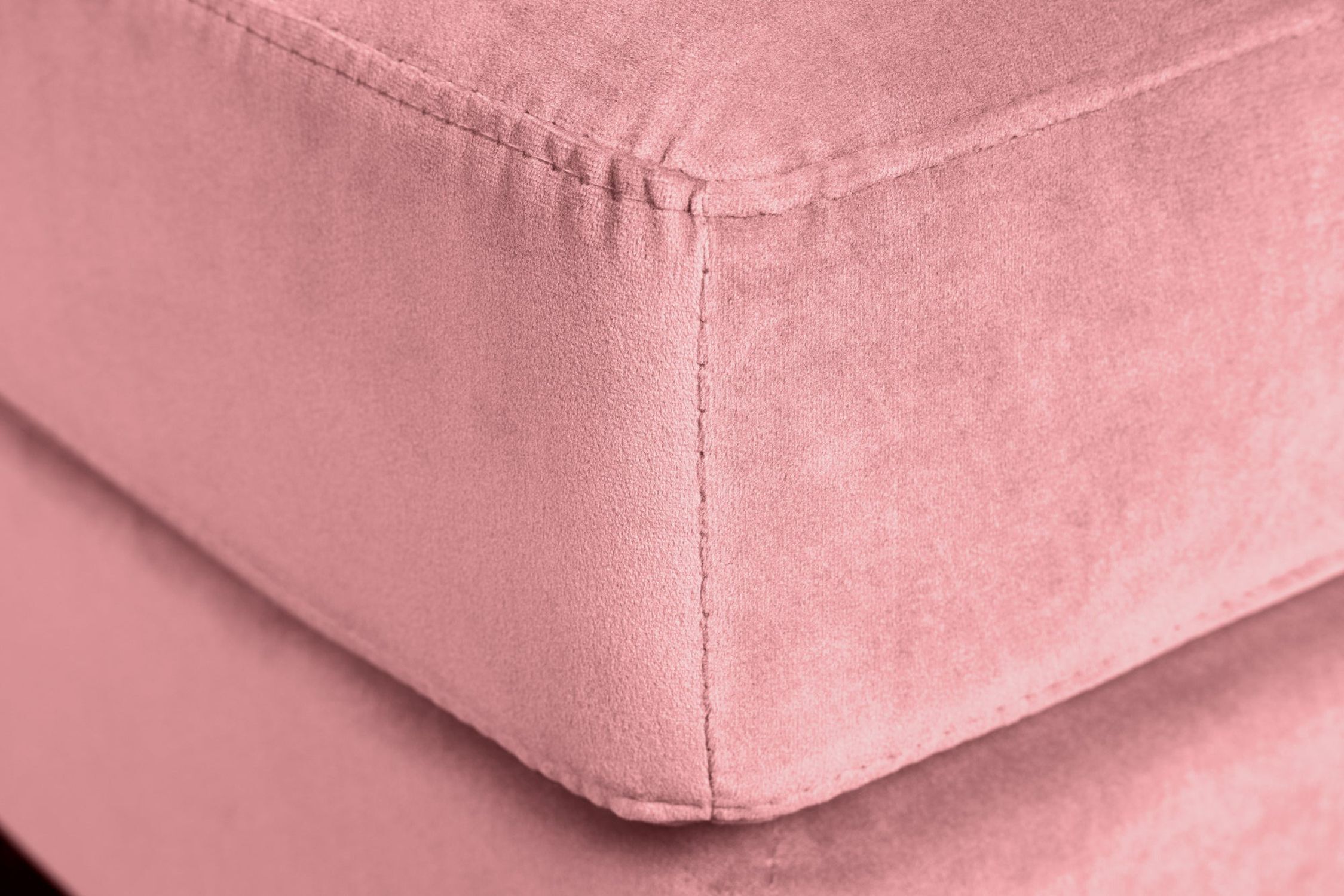 Tabouret rembourré velours rose largeur 80 cm surpiqûres rétro Dekoration für Zuhause, Kissen
