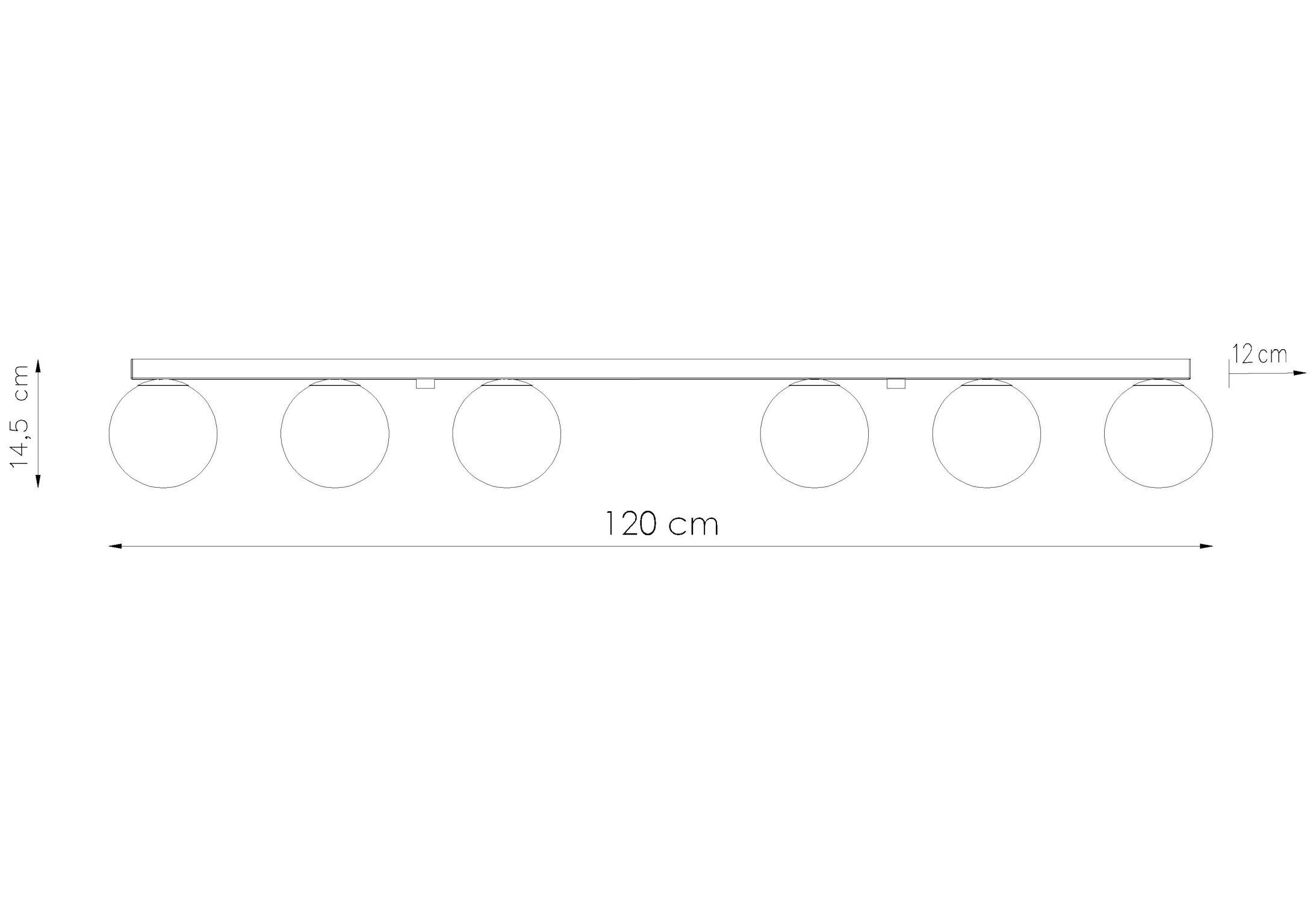 Grand plafonnier 120 cm de long verre boules 6-flamme G9