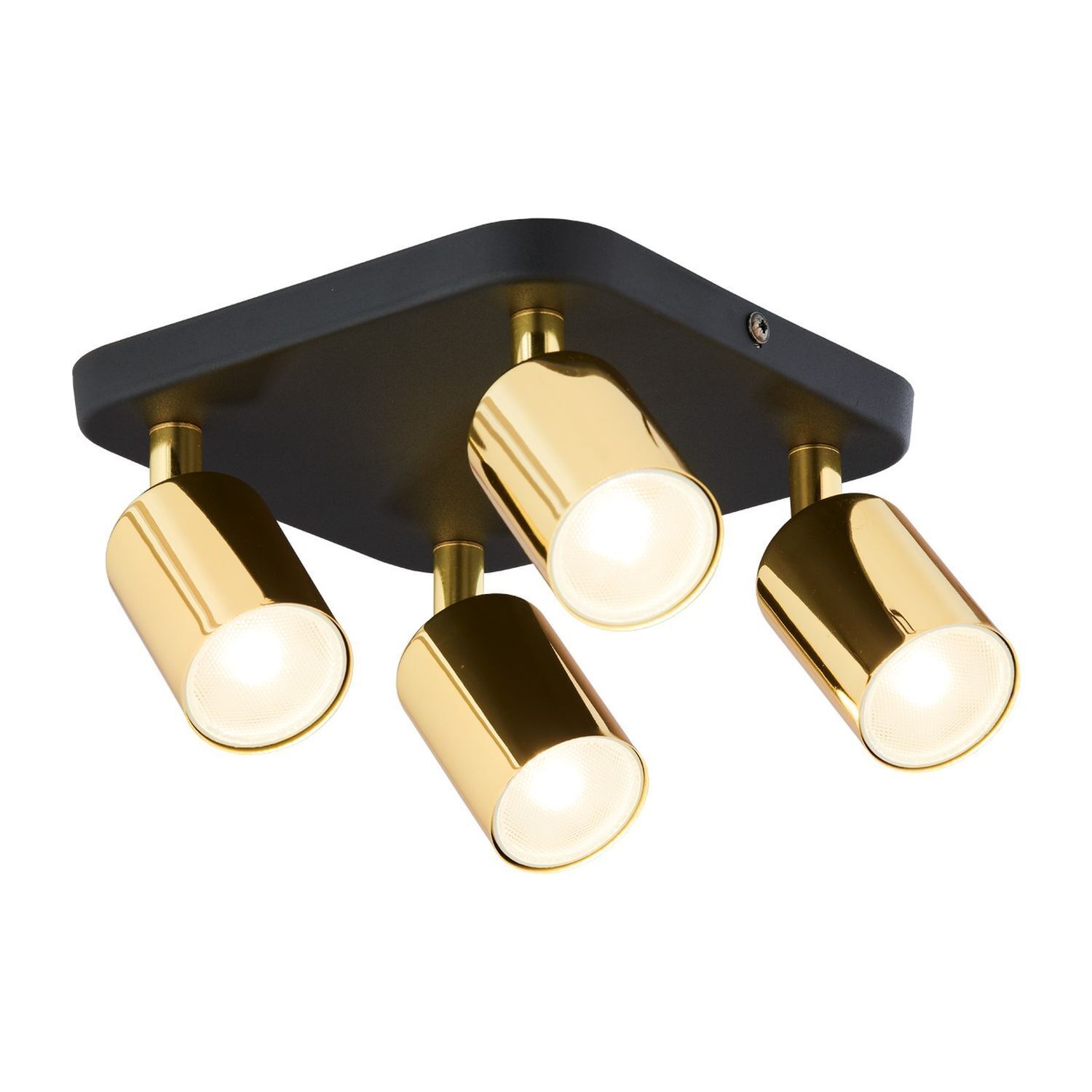 Spot de plafond métallique 4 flammes GU10 noir or BRIONY