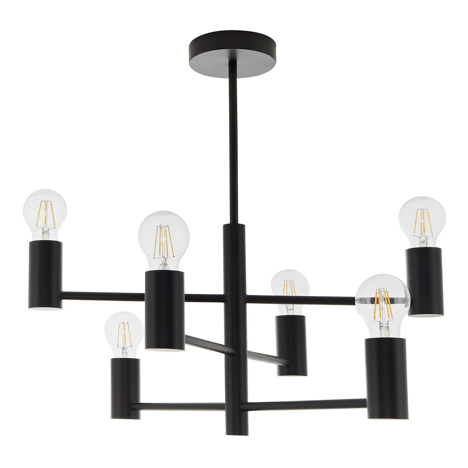 Lampe de plafonnier métal noir L : 55,3 cm minimaliste 6x E27