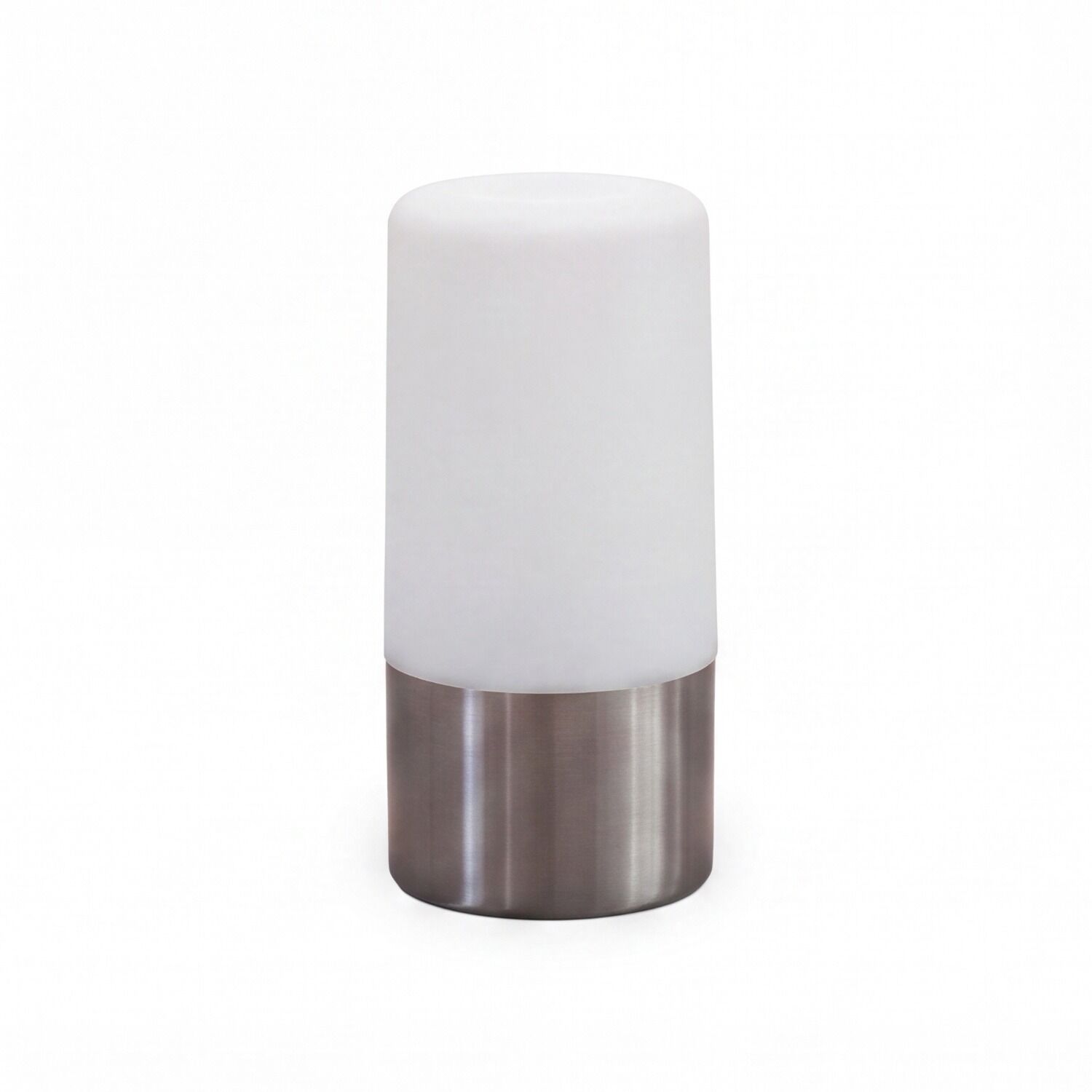 Lampe, Tischlampe, Milchglas, Stahlfuß, LED-Lampe