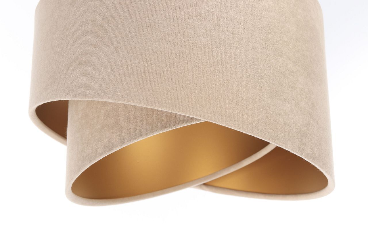 Hängelampe Stoff Esstisch 3-flammig in Weiß Beige Gold E27 Lampe, Lampenschirm, Manschette