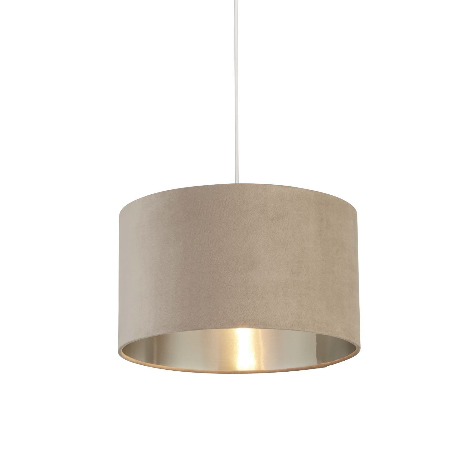 Abat-jour velours taupe argent D : 38 cm pour lampe à suspendre