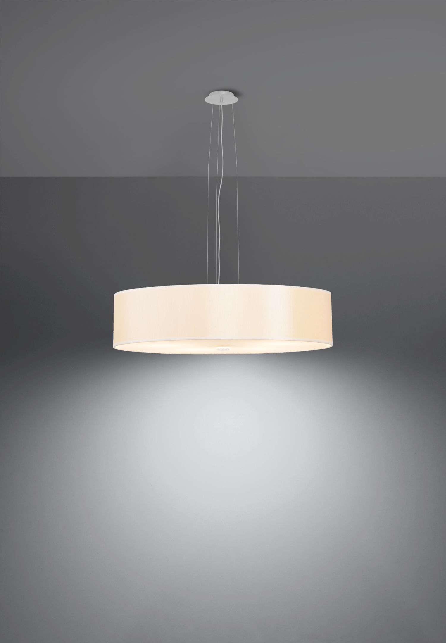Lampe à suspendre tissu verre Ø 50 cm rond blanc 5x E27 ZIROLI