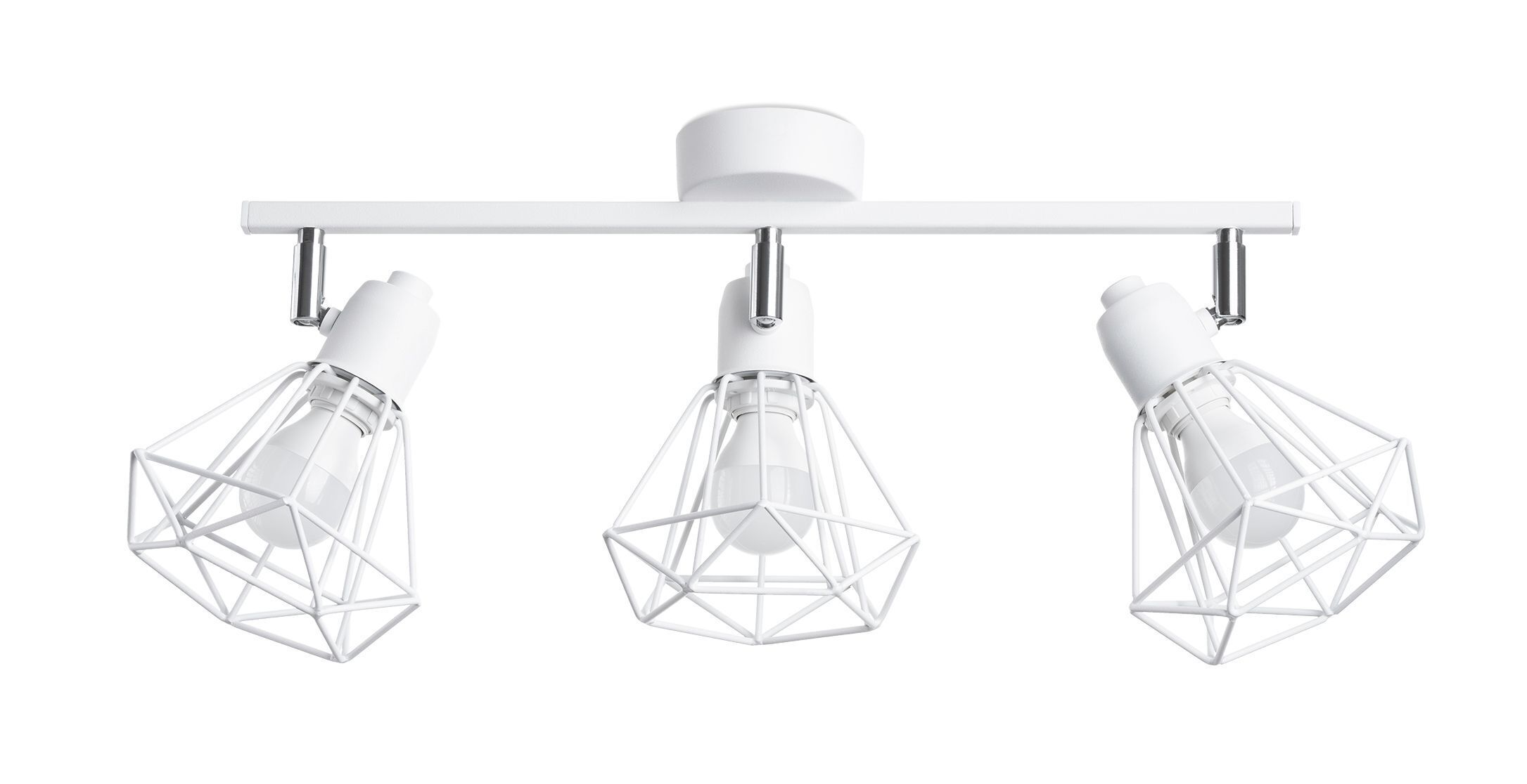 Spot de plafond 3 flammes E27 blanc 52 cm rétro orientable