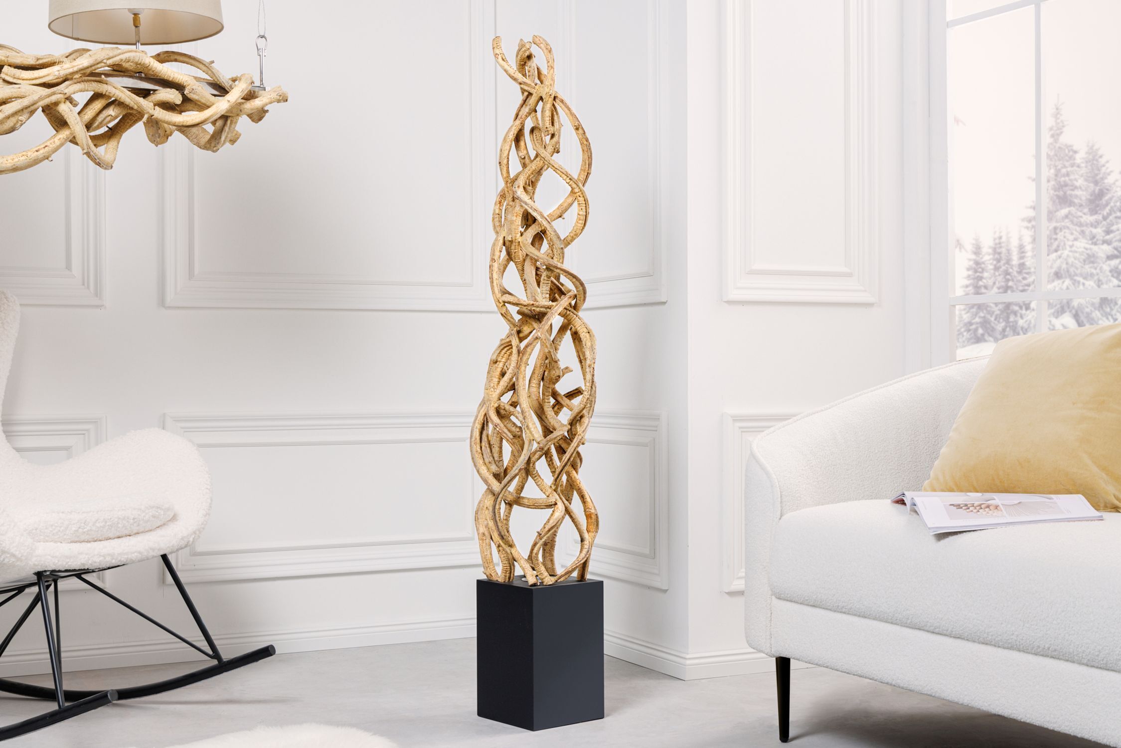 Stehlampe Holz Schwarz Natur 151 cm LED GU10 inklusive Drinnen, Innenarchitektur, Lampe