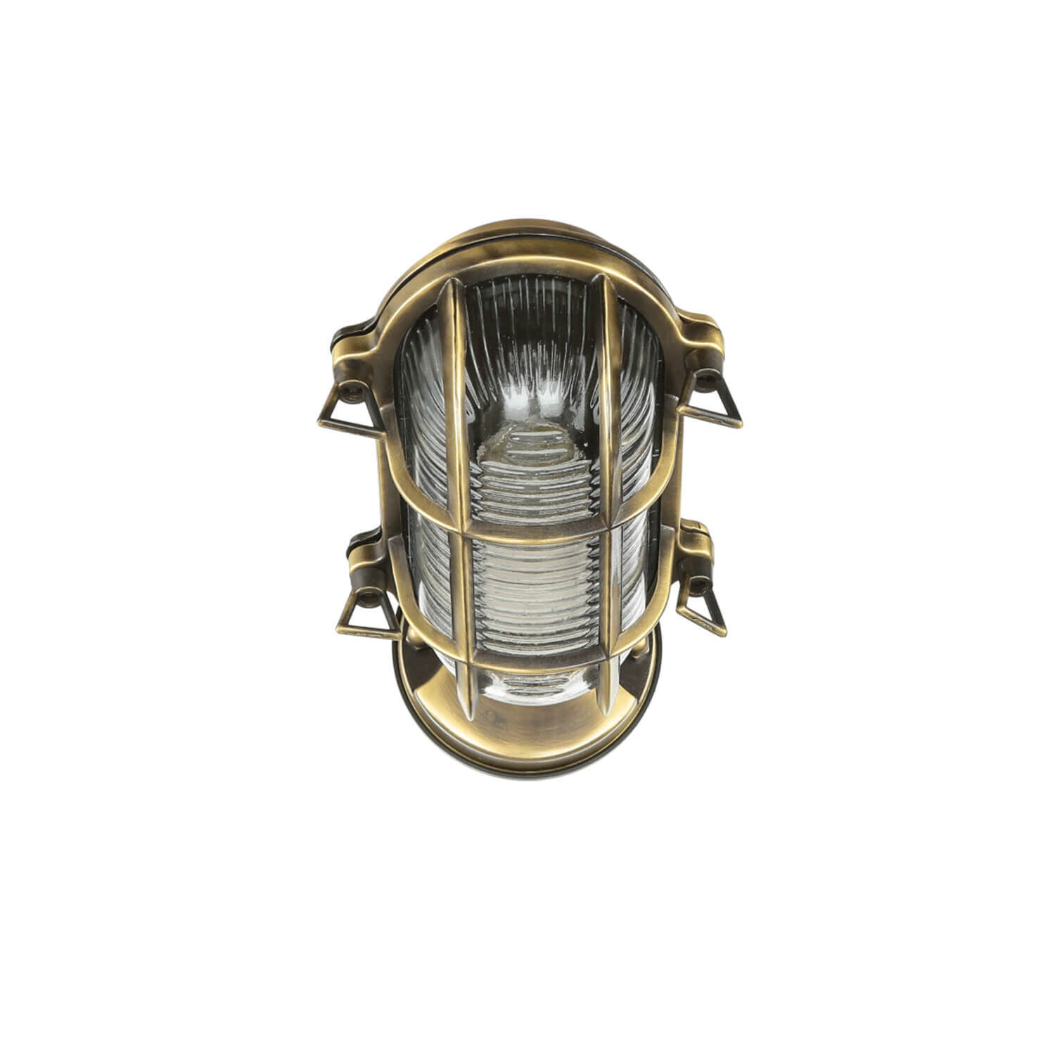 Lampe d'extérieur maritime laiton verre strié IP64 E27