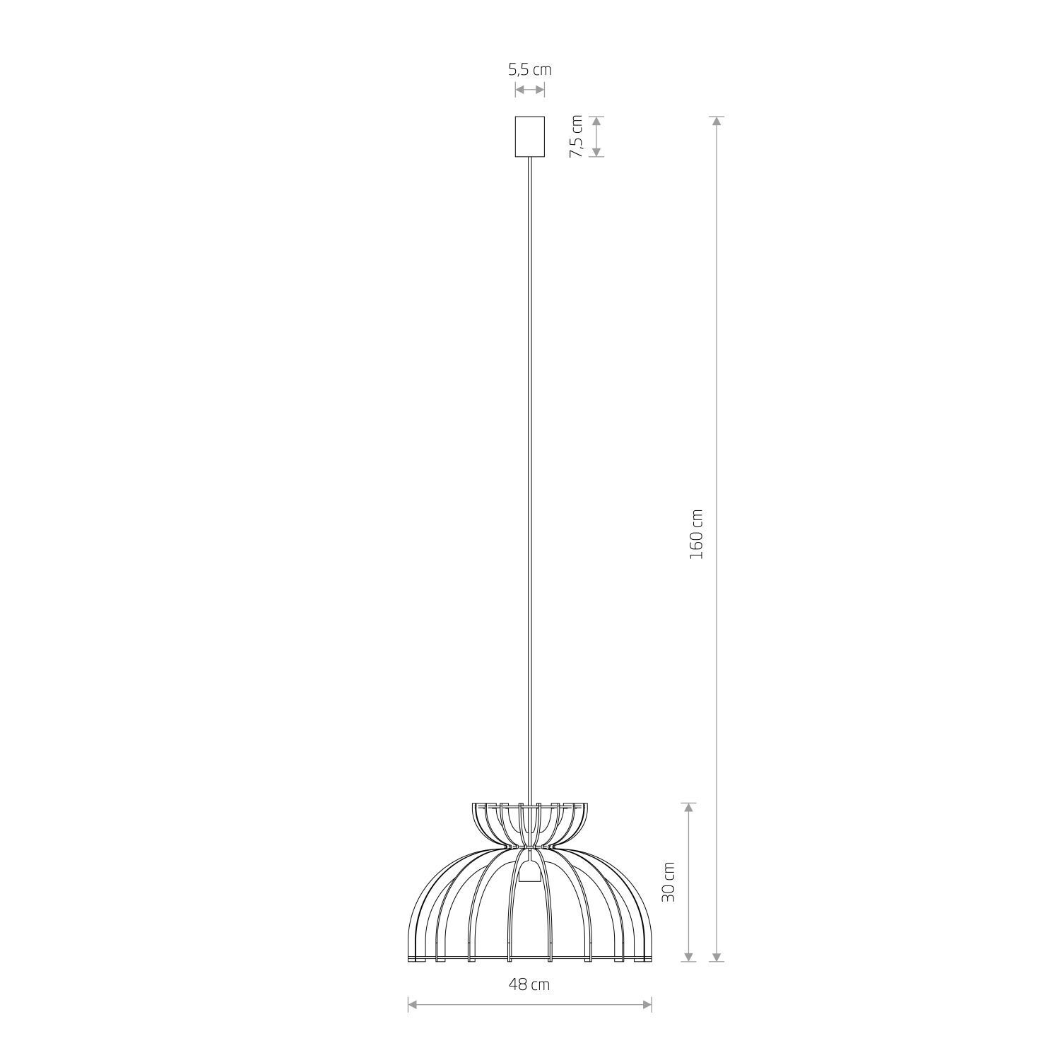 Lampe à suspendre E27 Ø 48 cm Blanc Naturel Bois Abat-jour naturel