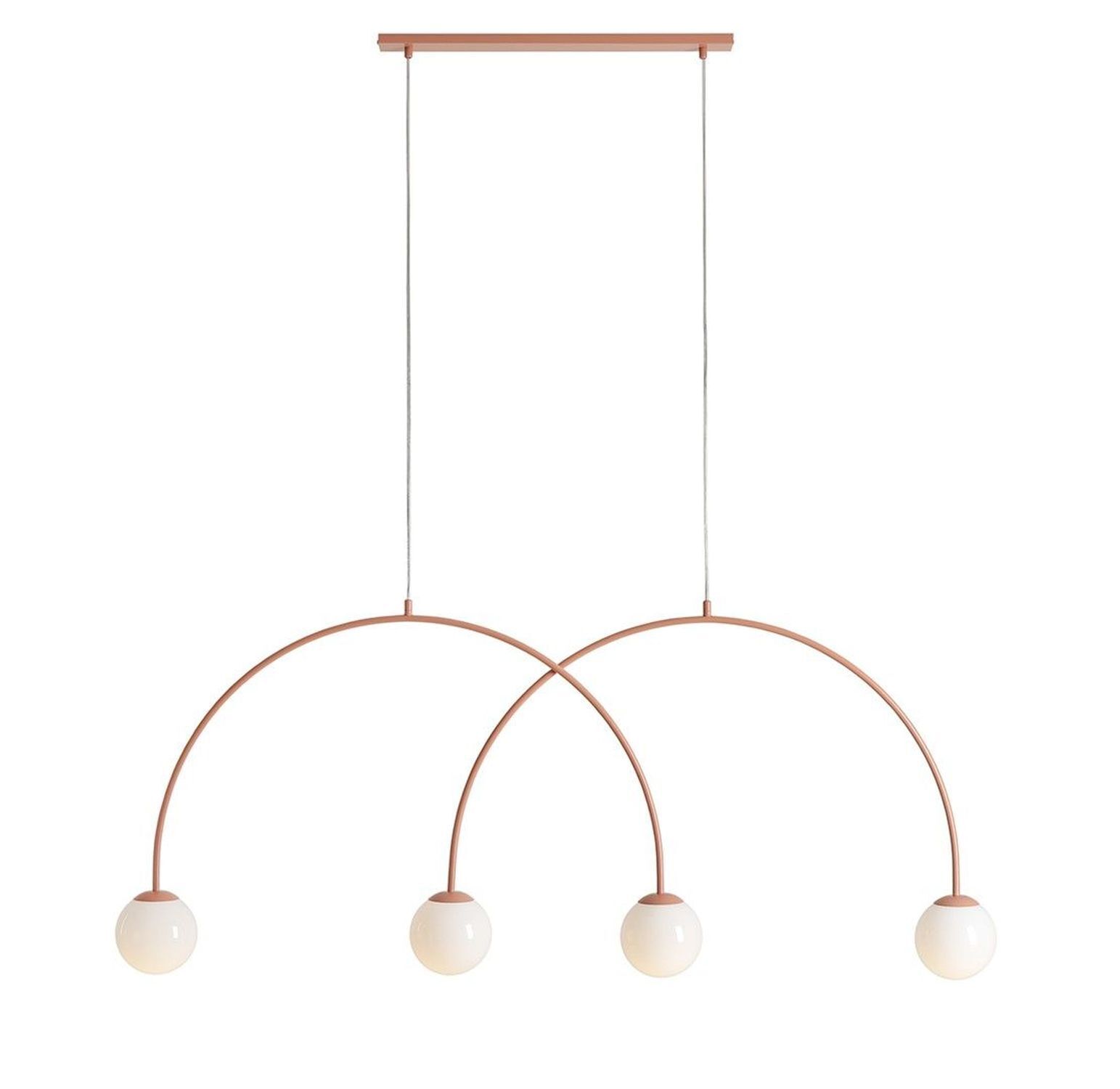 Suspension Moderne Orange tendre L:149 cm E14 Verre