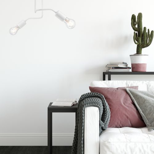 Plafonnier LIZBETH Blanc Métal Salon Lampe