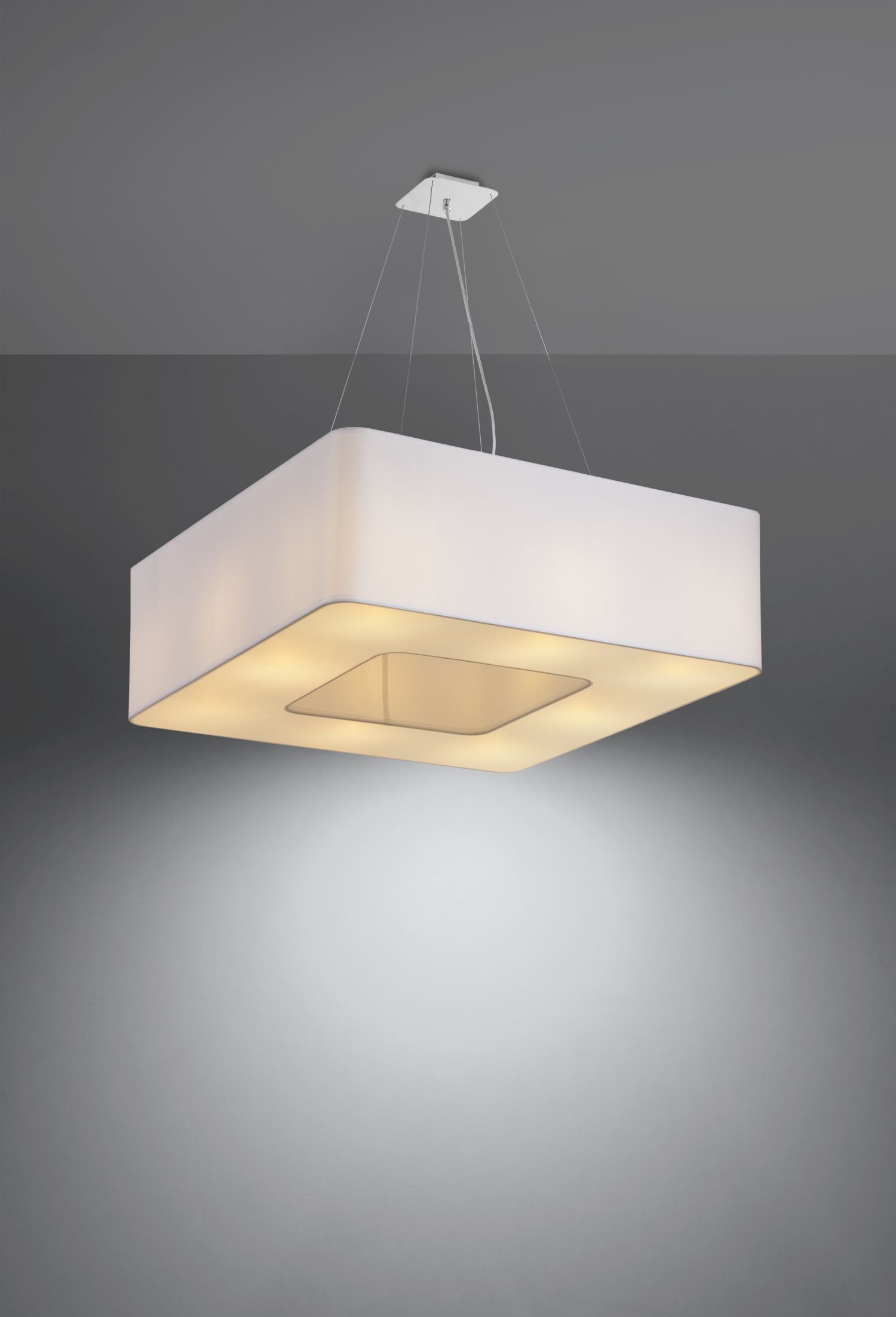Lampe à suspendre angulaire Blanc Tissu L : 60 cm faible éblouissement 8x E27