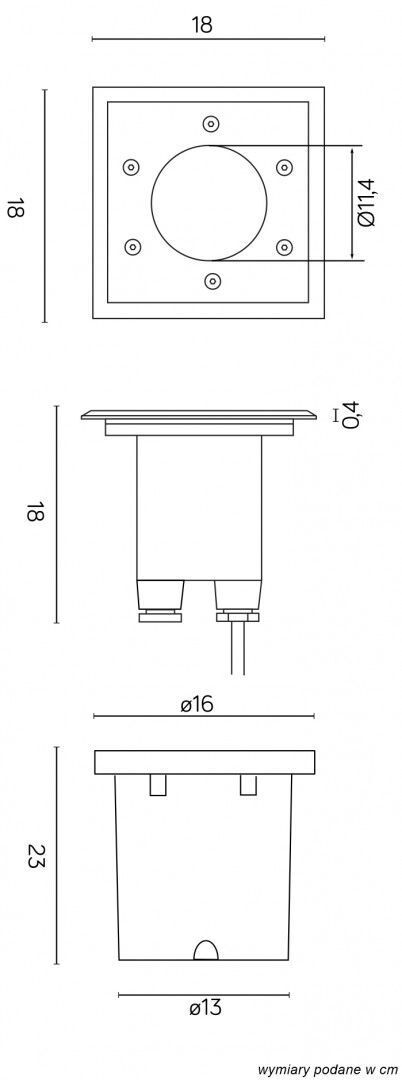 Lampe encastrée carrée acier inoxydable IP67 étanche à la poussière