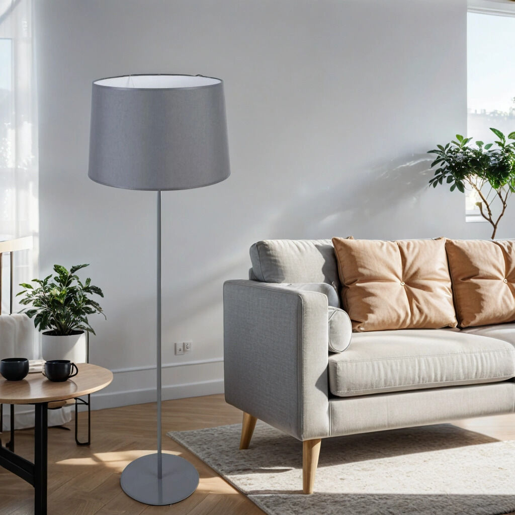 Lampadaire Maja Gris Moderne Lampe, Stehlampe, Pflanze, Couch, Mobiliar