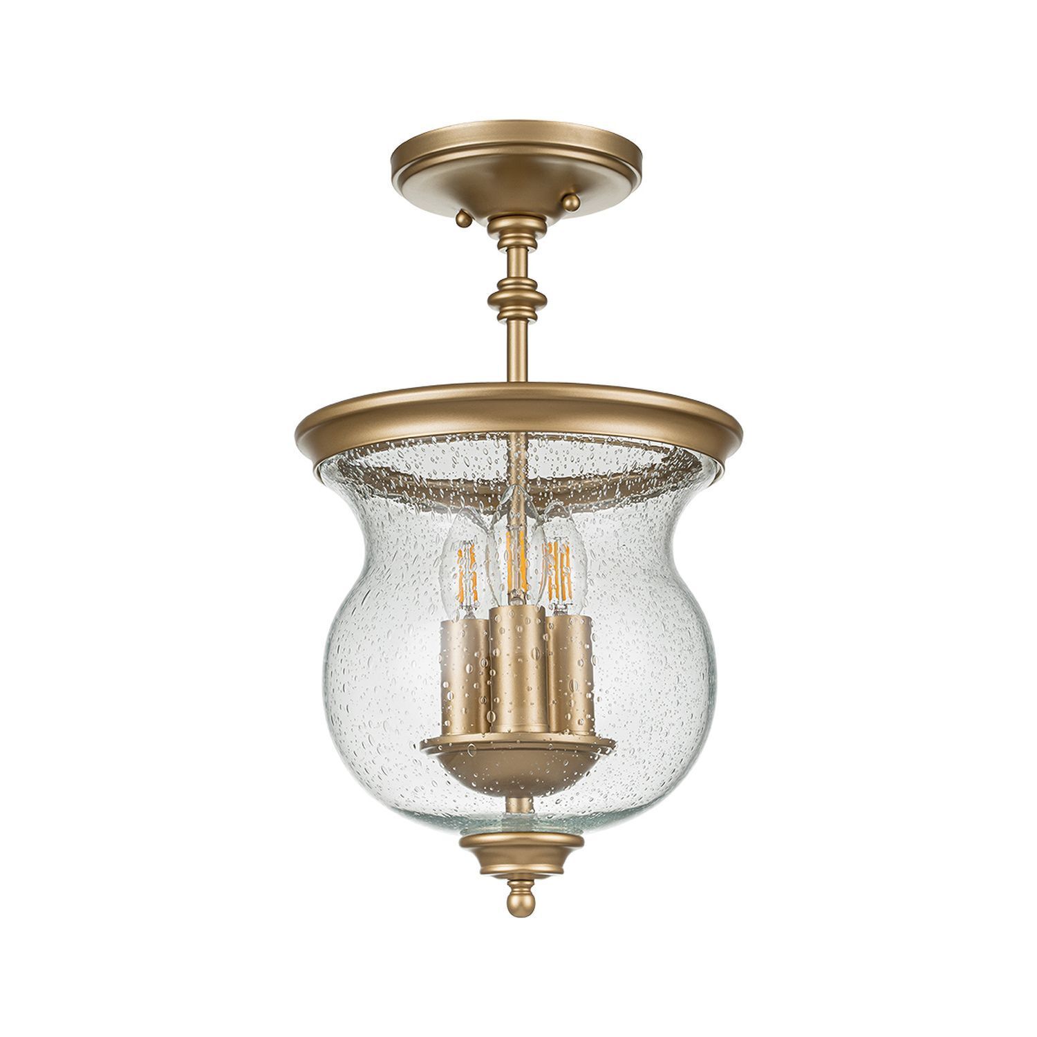Lampe de plafonnier Abat-jour en verre D : 25,4 cm en laiton réglable en hauteur