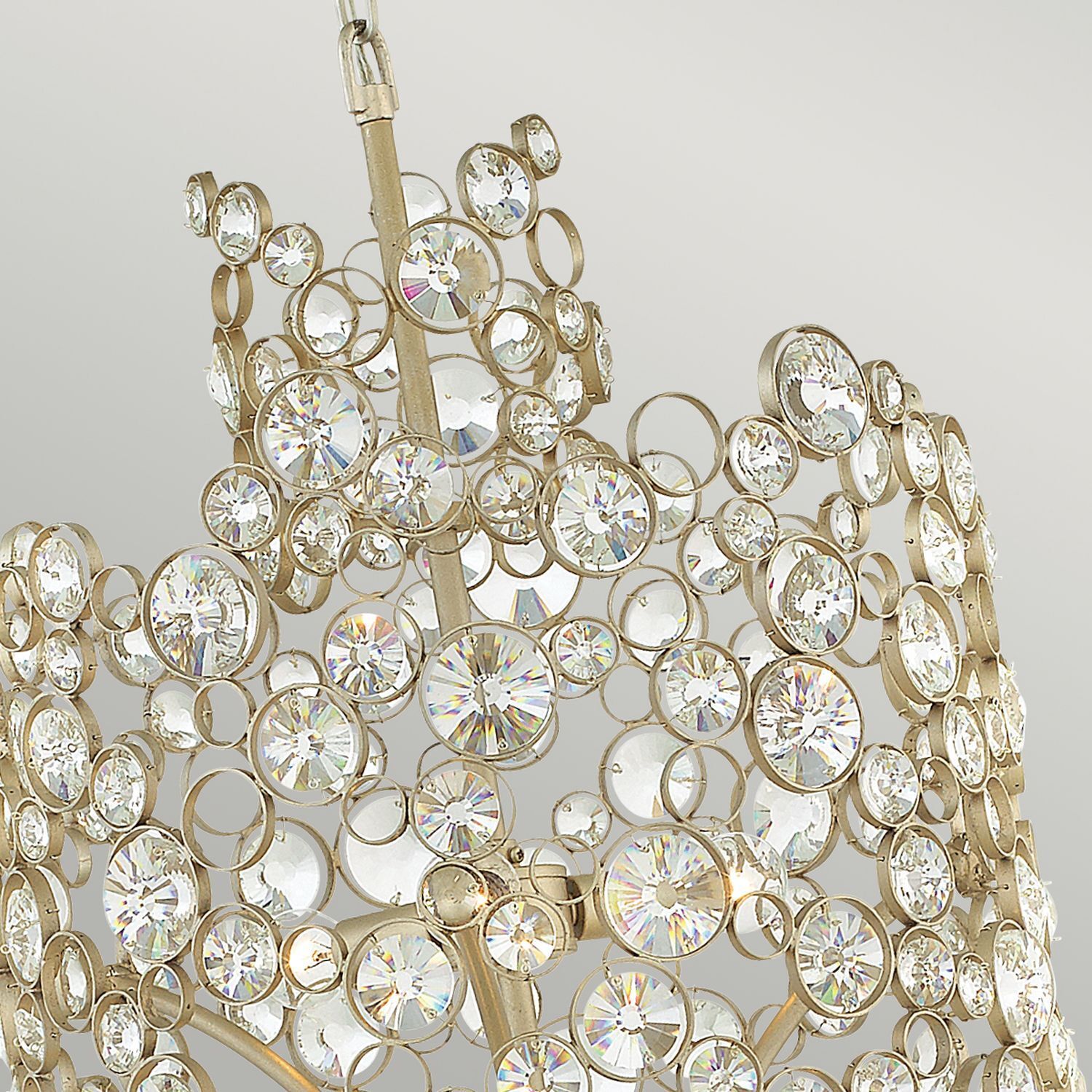 Lampe à suspendre cristal métal en feuille d'argent THYMI