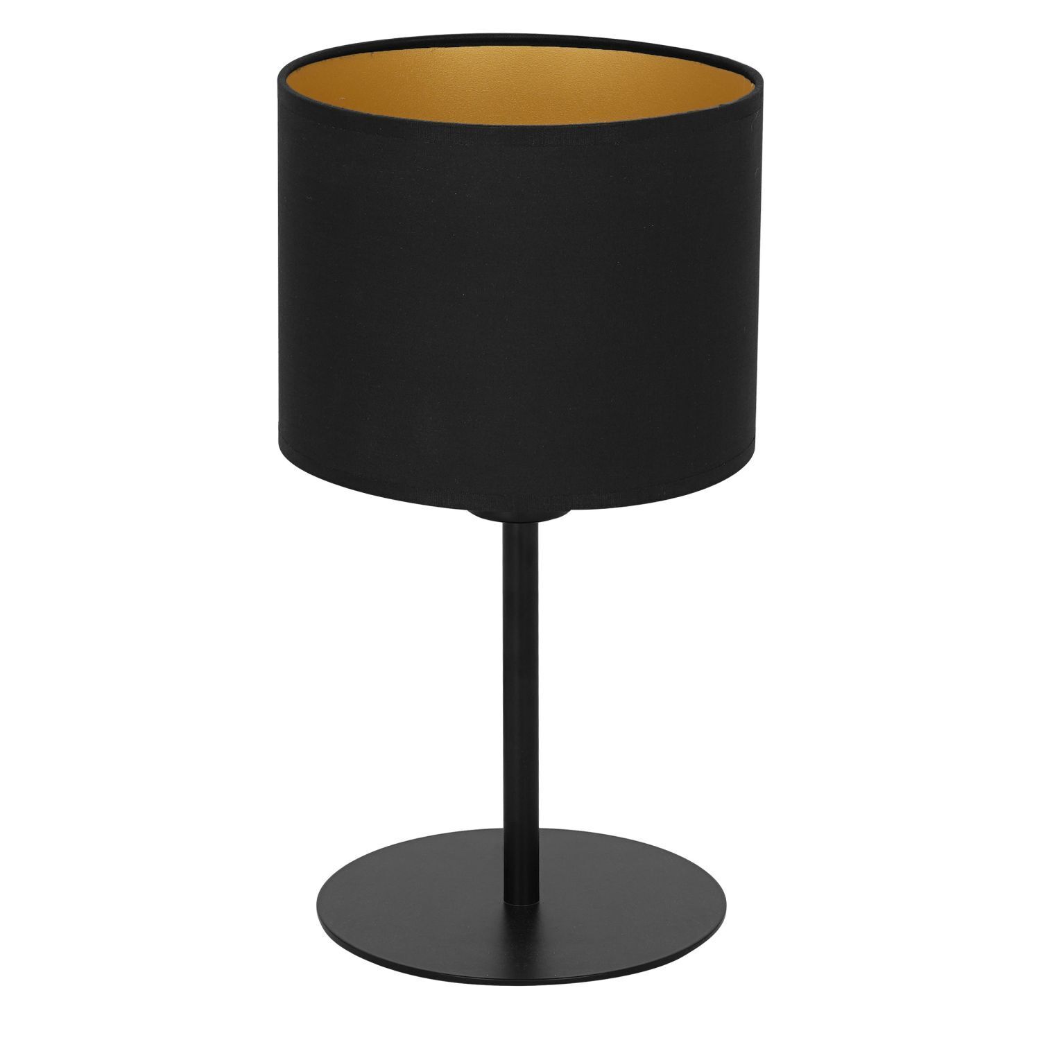 Lampe de table noir or 34 cm tissu abat-jour E27