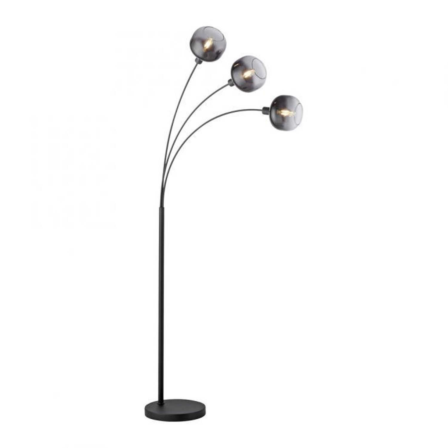 Lampadaire verre métal gris fumé noir E14 hauteur 160 cm