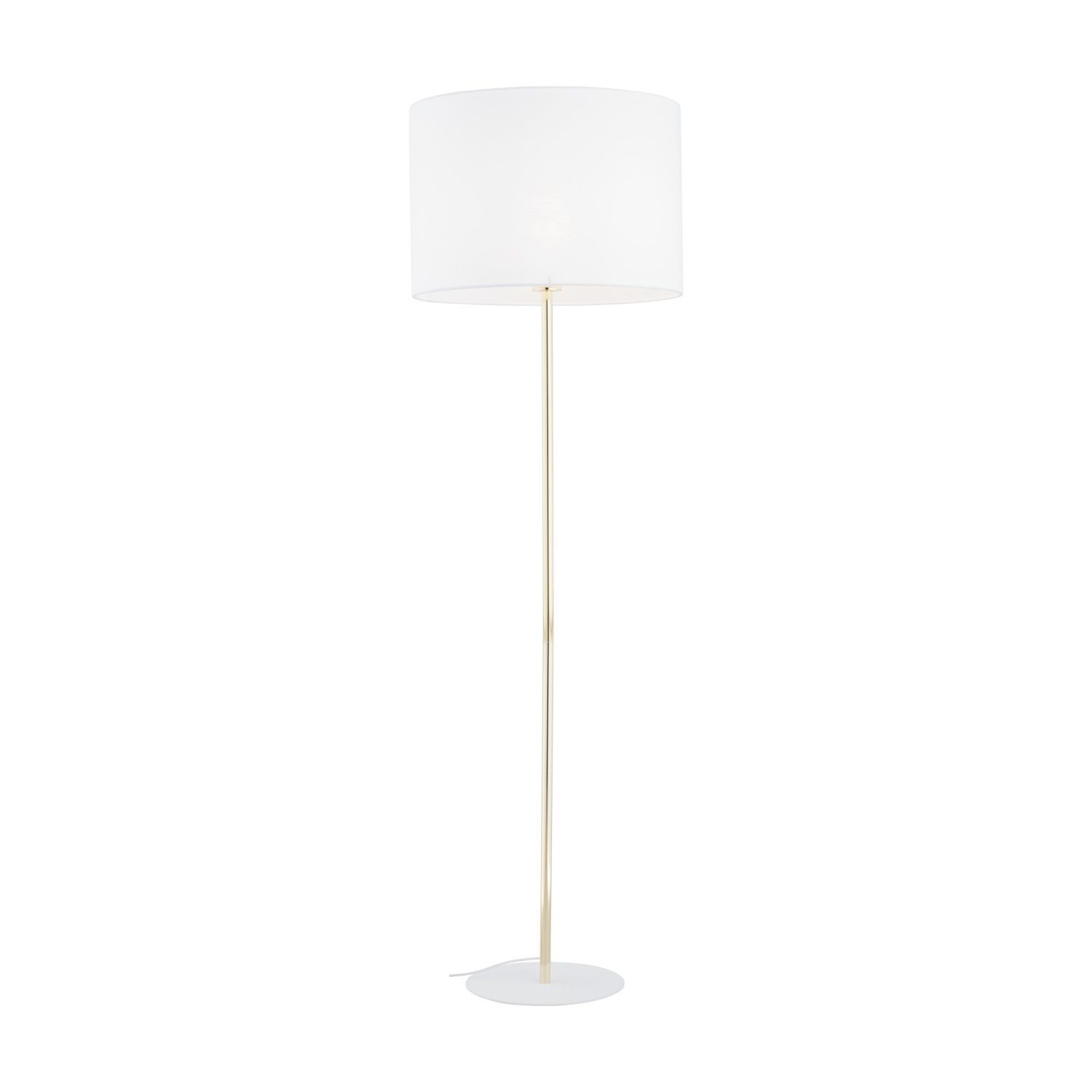 Lampadaire or blanc 160 cm en métal tissu E27 salon