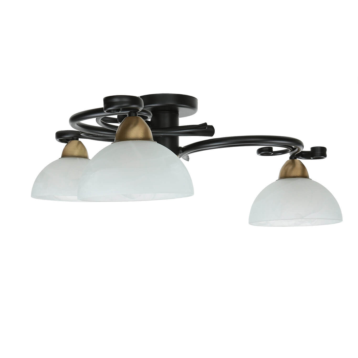 Plafonnier verre métal noir blanc laiton 3 flammes Leuchte, Deckenventilator, Gerät, Elektrisches Gerät, Deckenleuchte