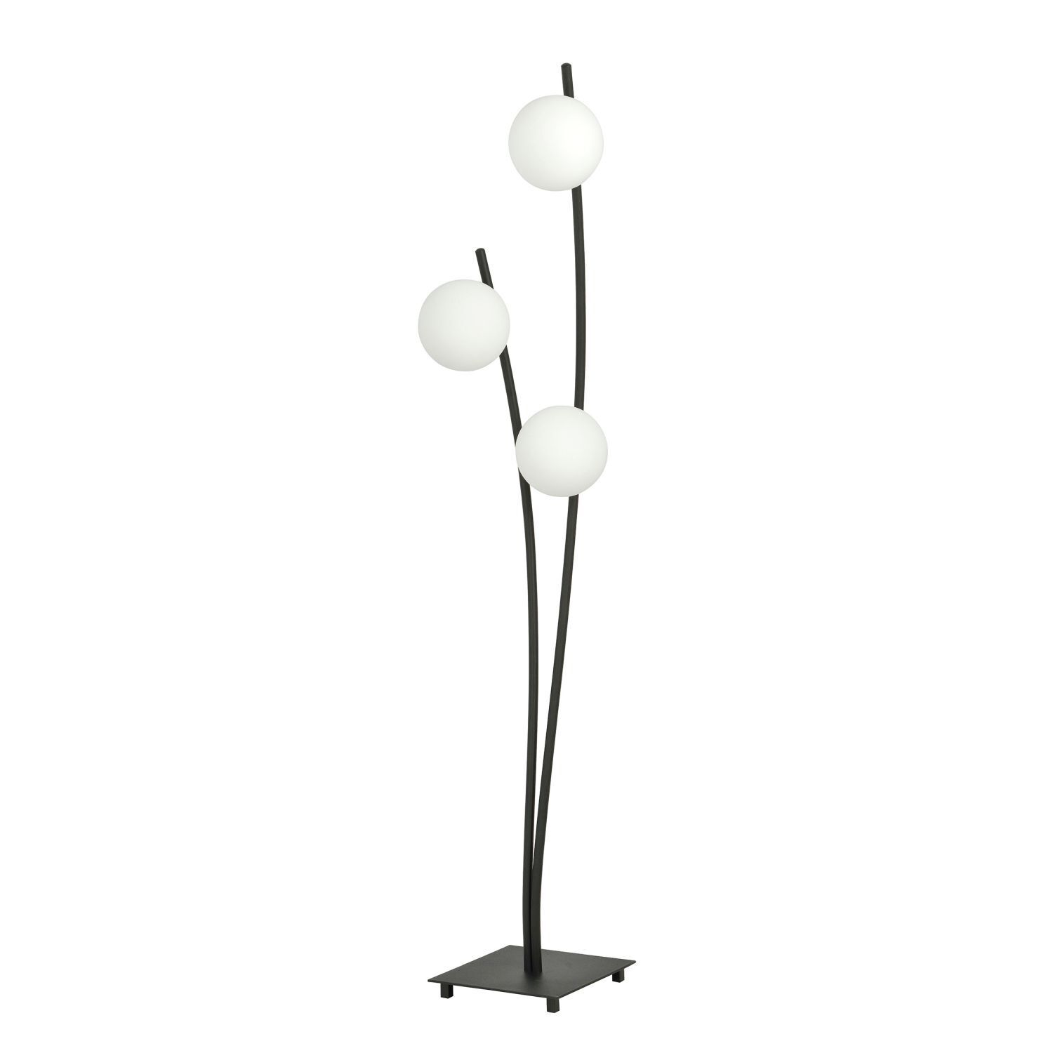 Lampadaire Noir Blanc 150 cm petit métal verre E14 3 flammes